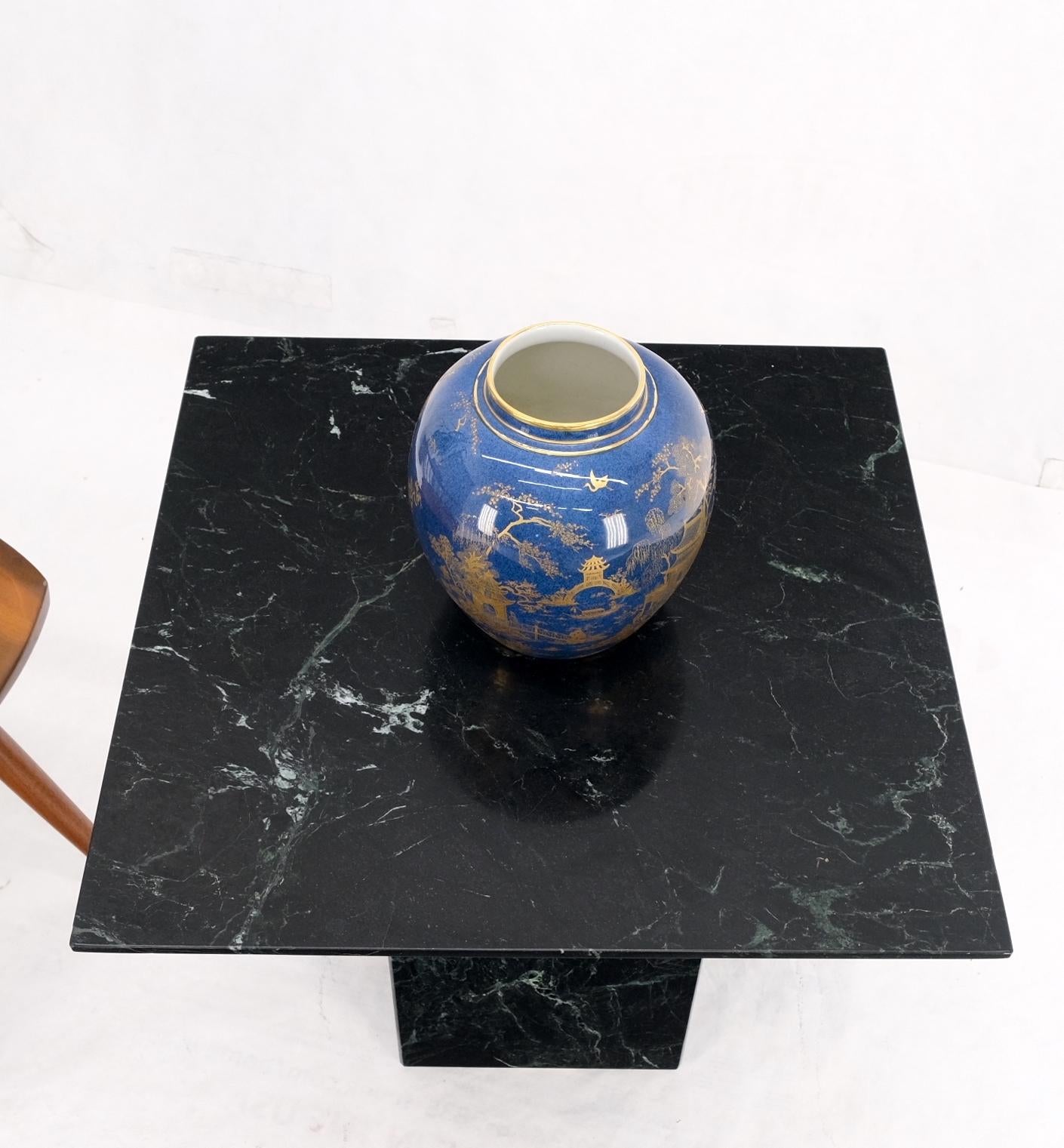 EstablishedLines Square Black Marble Single Pedestal Side End Table Night Stand Pedestal