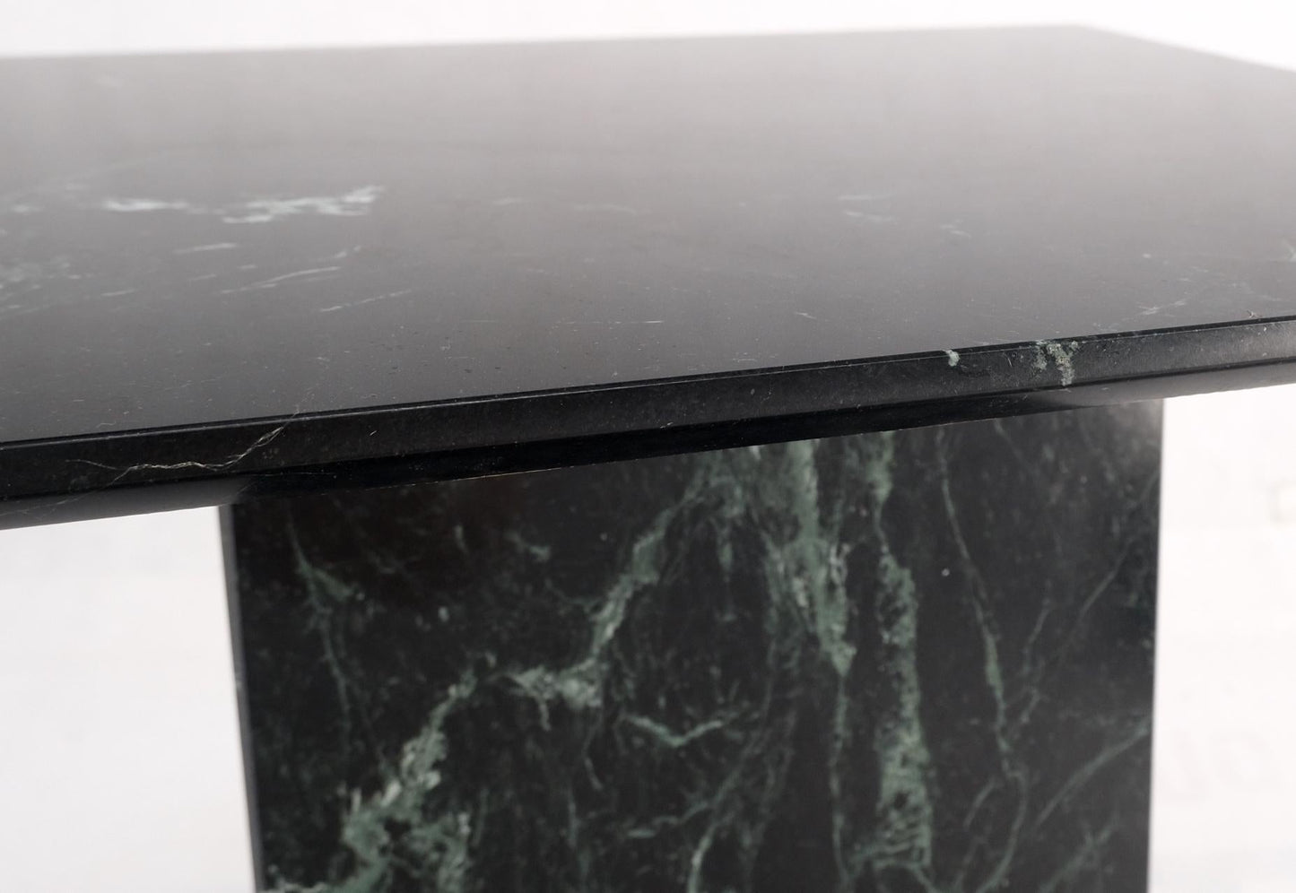 EstablishedLines Square Black Marble Single Pedestal Side End Table Night Stand Pedestal