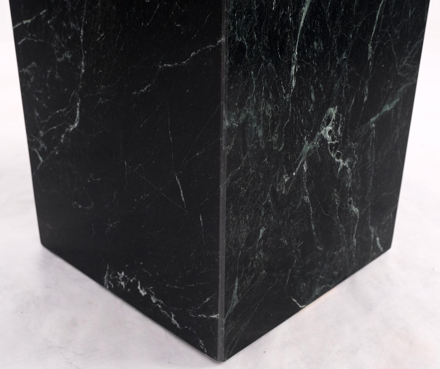 EstablishedLines Square Black Marble Single Pedestal Side End Table Night Stand Pedestal