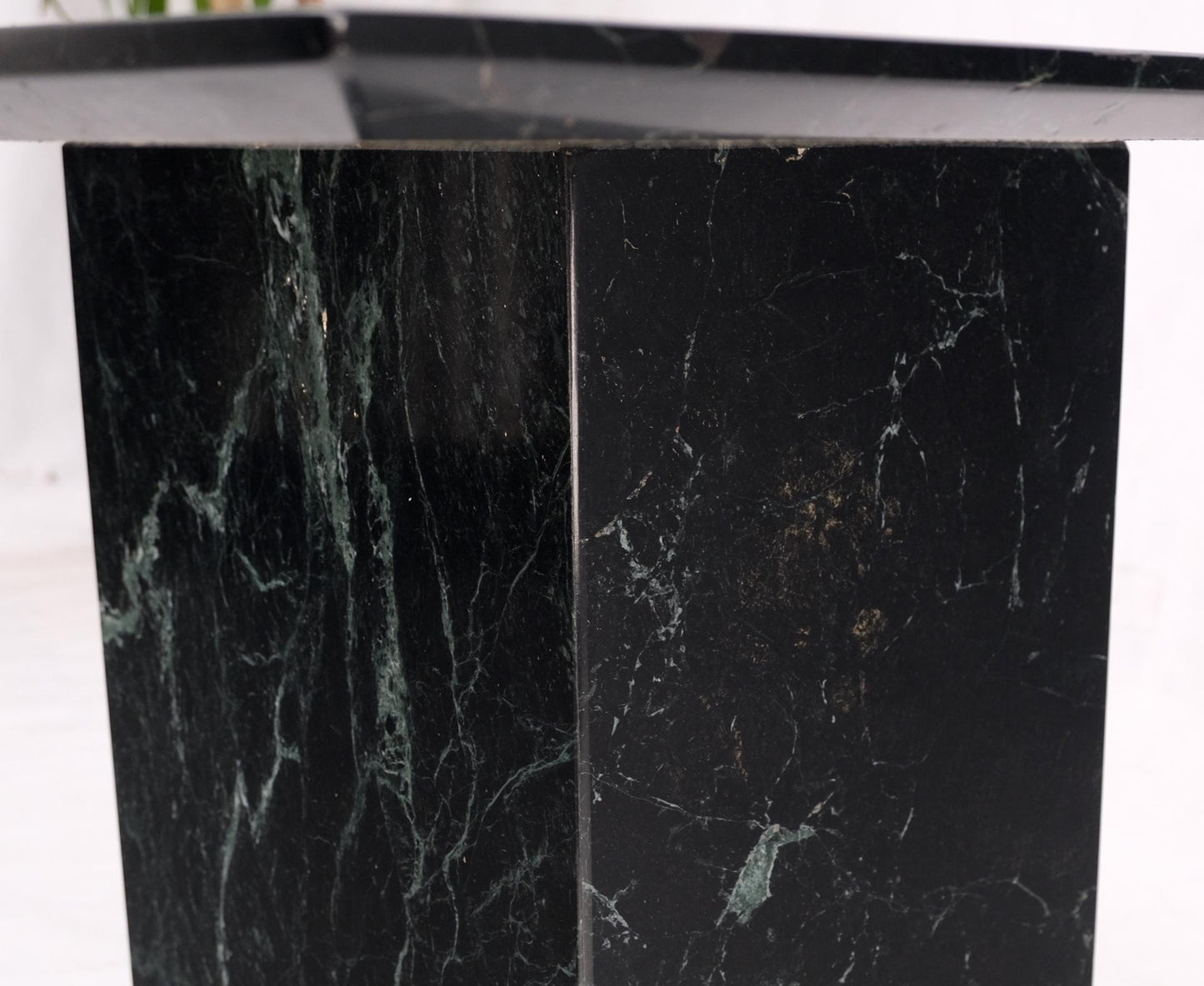 EstablishedLines Square Black Marble Single Pedestal Side End Table Night Stand Pedestal