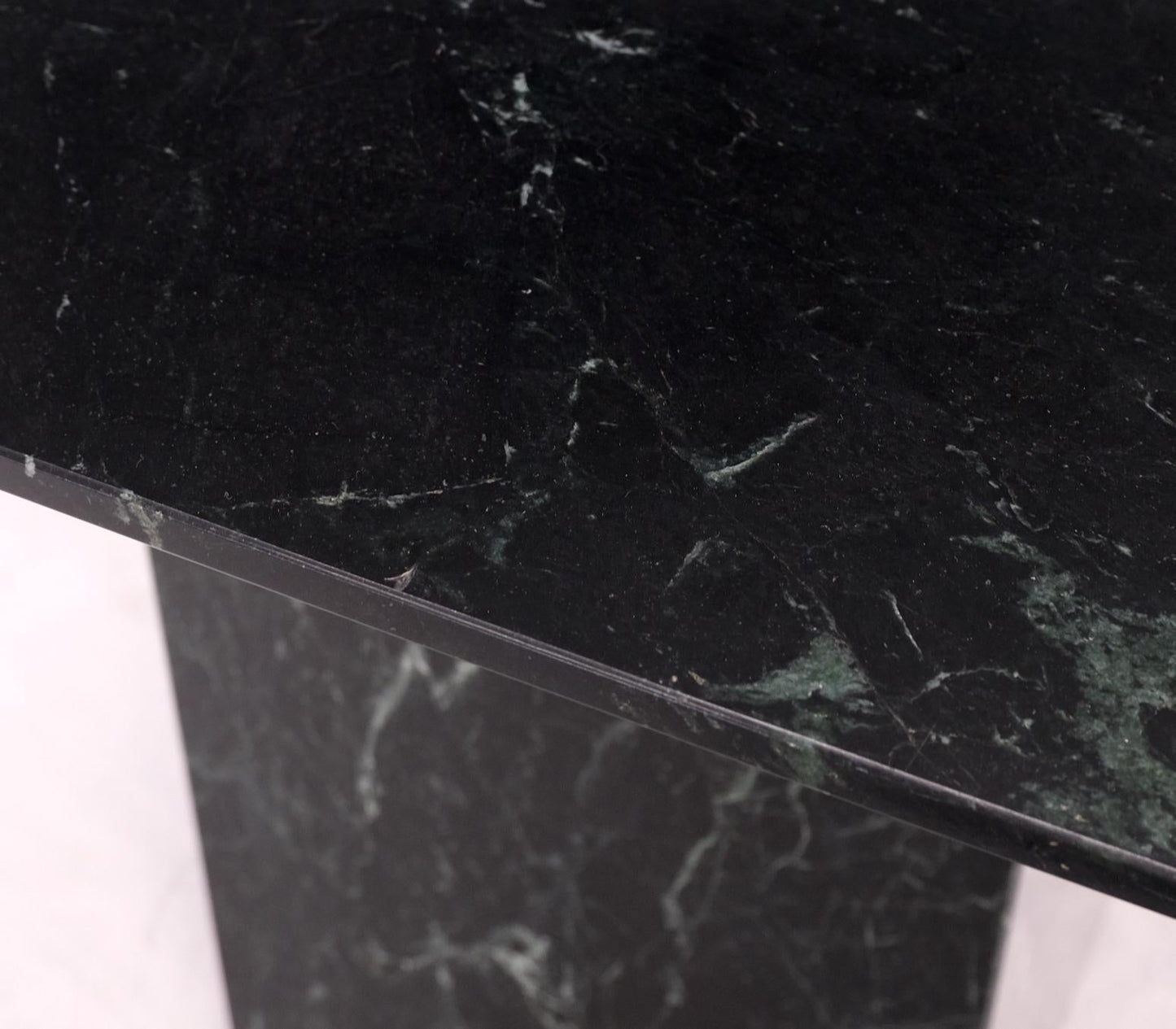 EstablishedLines Square Black Marble Single Pedestal Side End Table Night Stand Pedestal