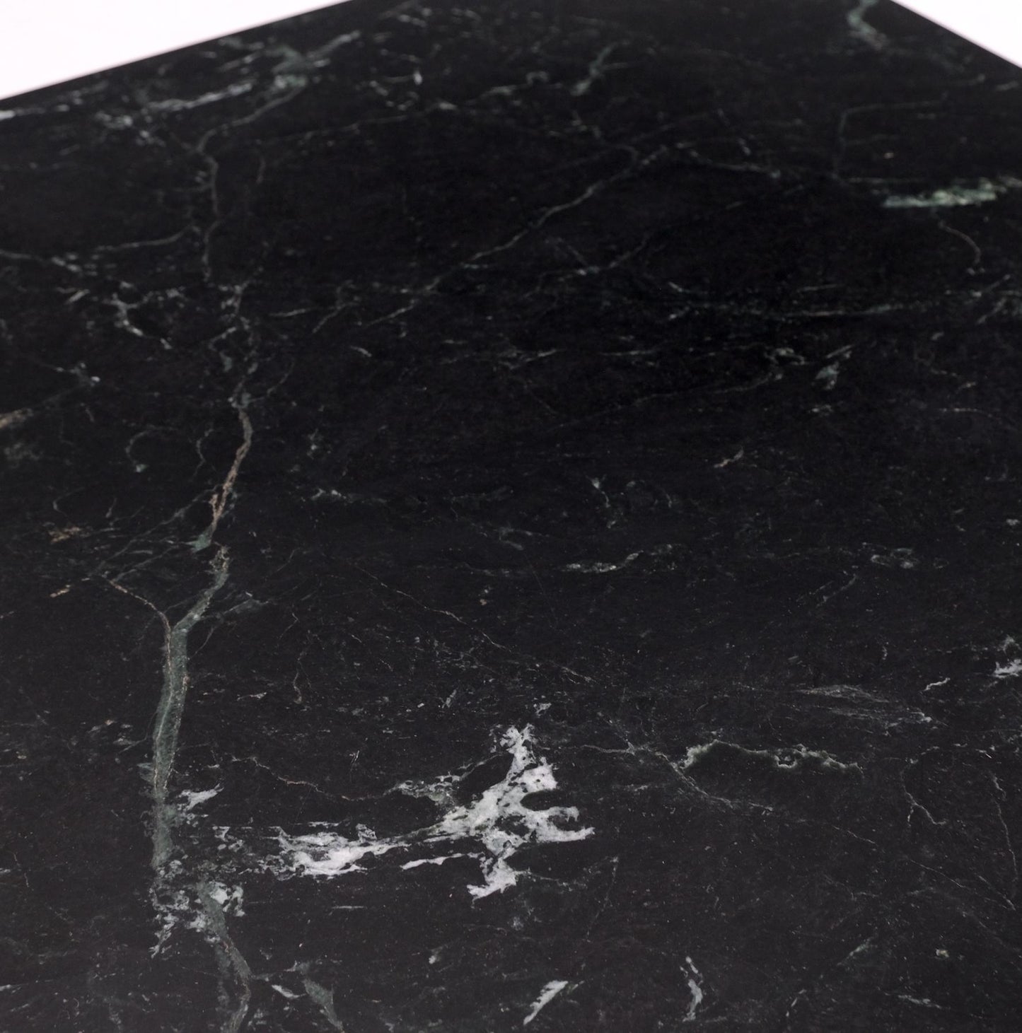 EstablishedLines Square Black Marble Single Pedestal Side End Table Night Stand Pedestal