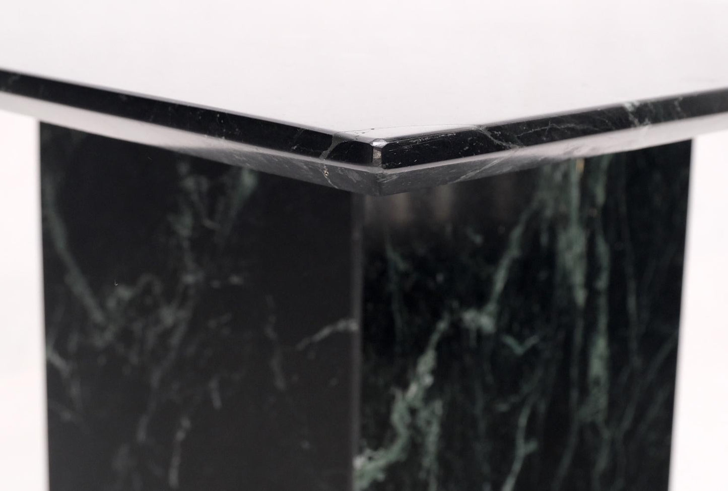 EstablishedLines Square Black Marble Single Pedestal Side End Table Night Stand Pedestal