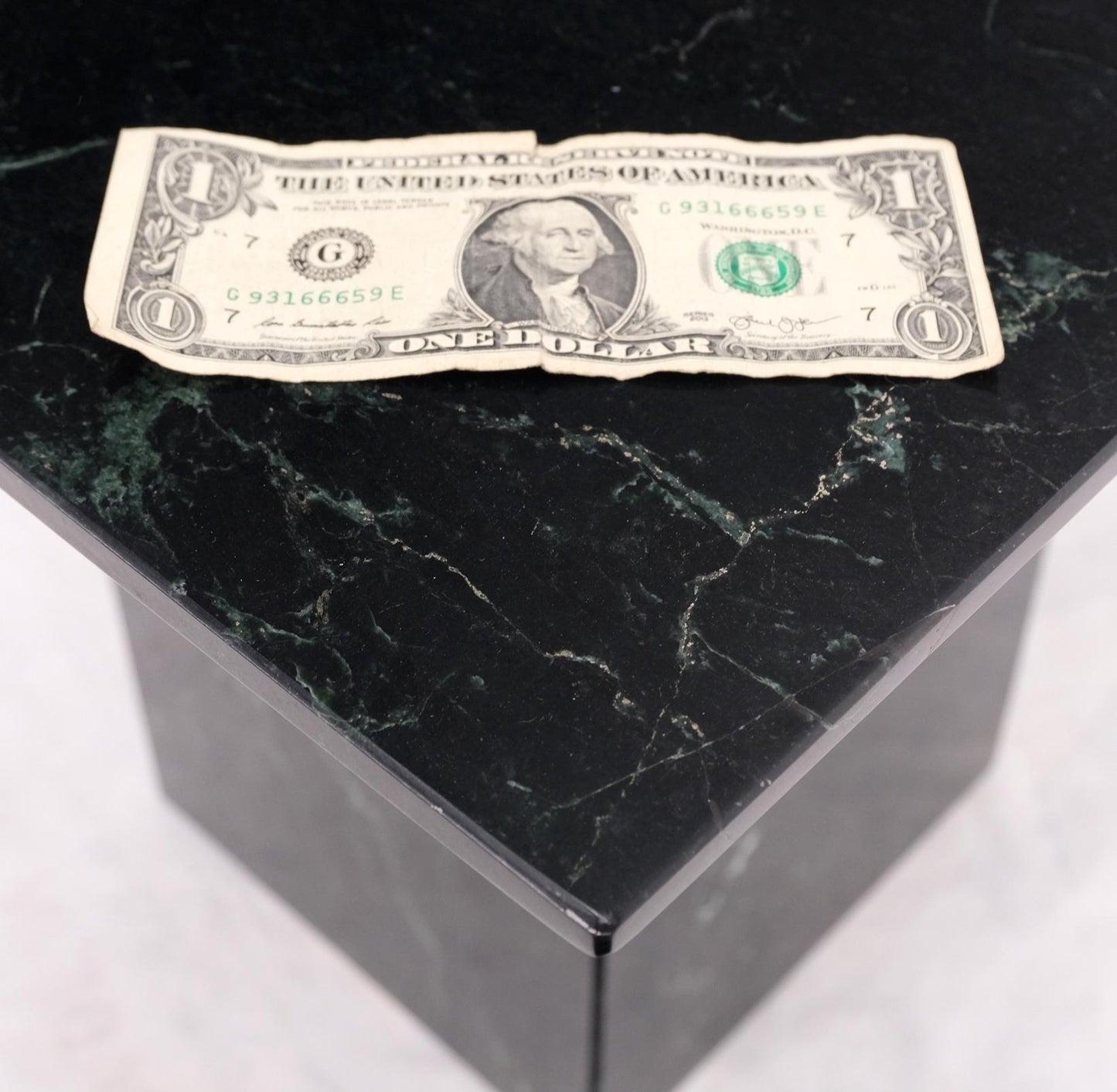 EstablishedLines Square Black Marble Single Pedestal Side End Table Night Stand Pedestal
