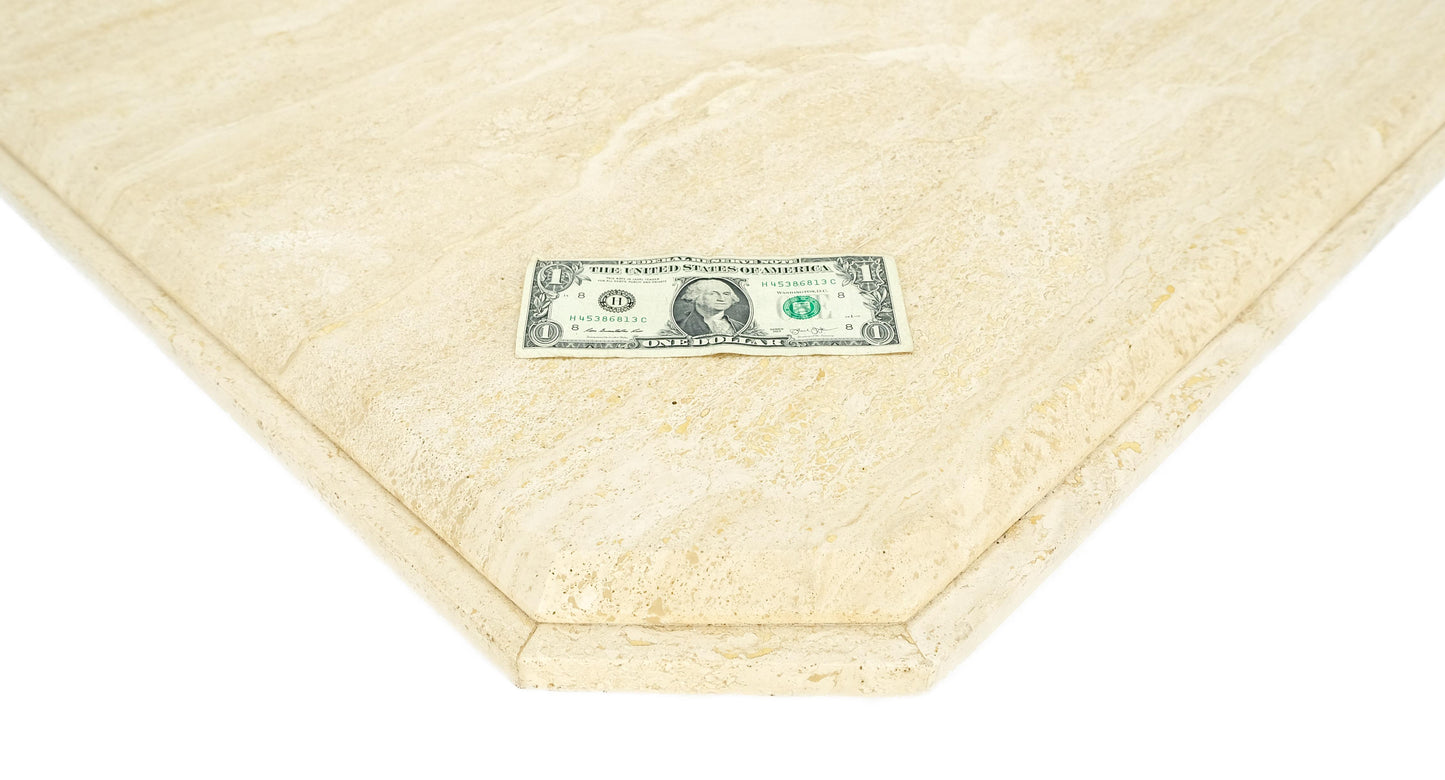 EstablishedLines Cut Corners 40" Square Single Pedestal Base Italian Travertine Coffee Table