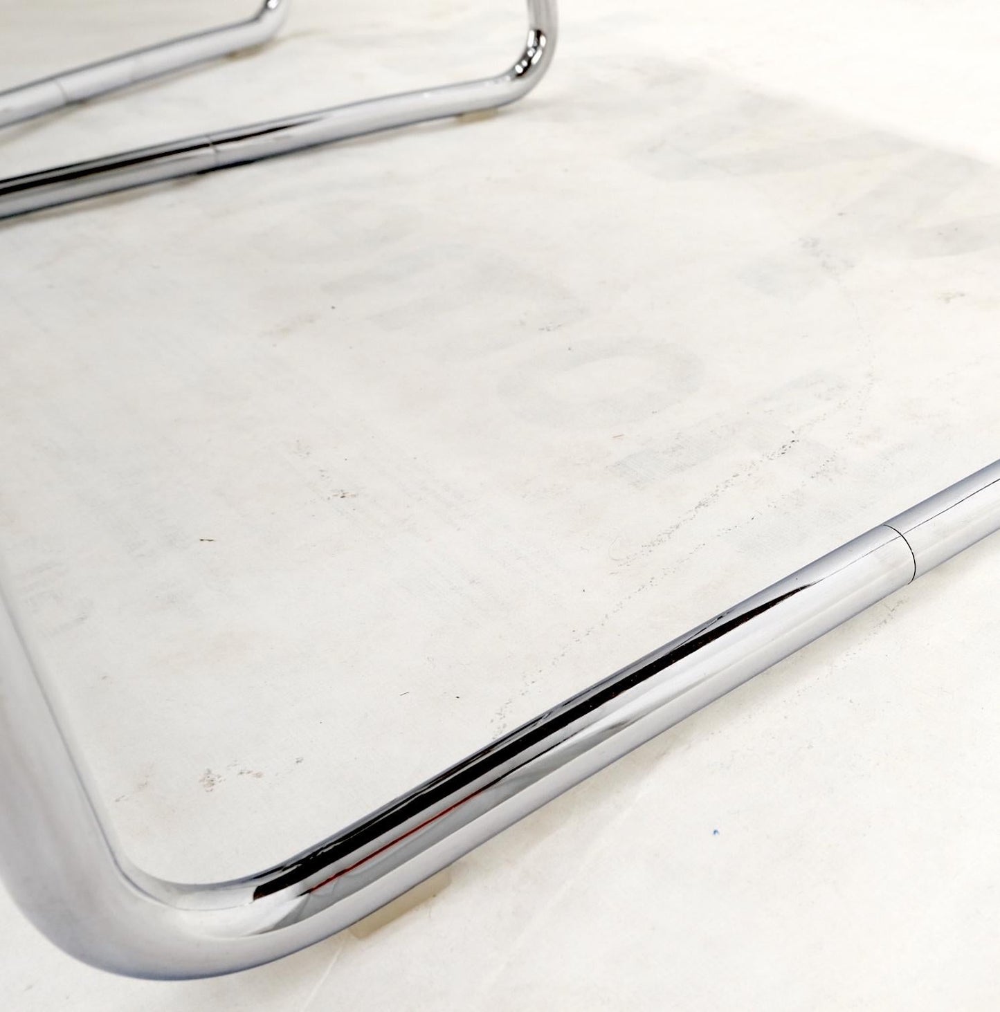 EstablishedLines Pair Marcel Breuer Laccio Side Tables Black Laminated Top Tubular Chromed Base