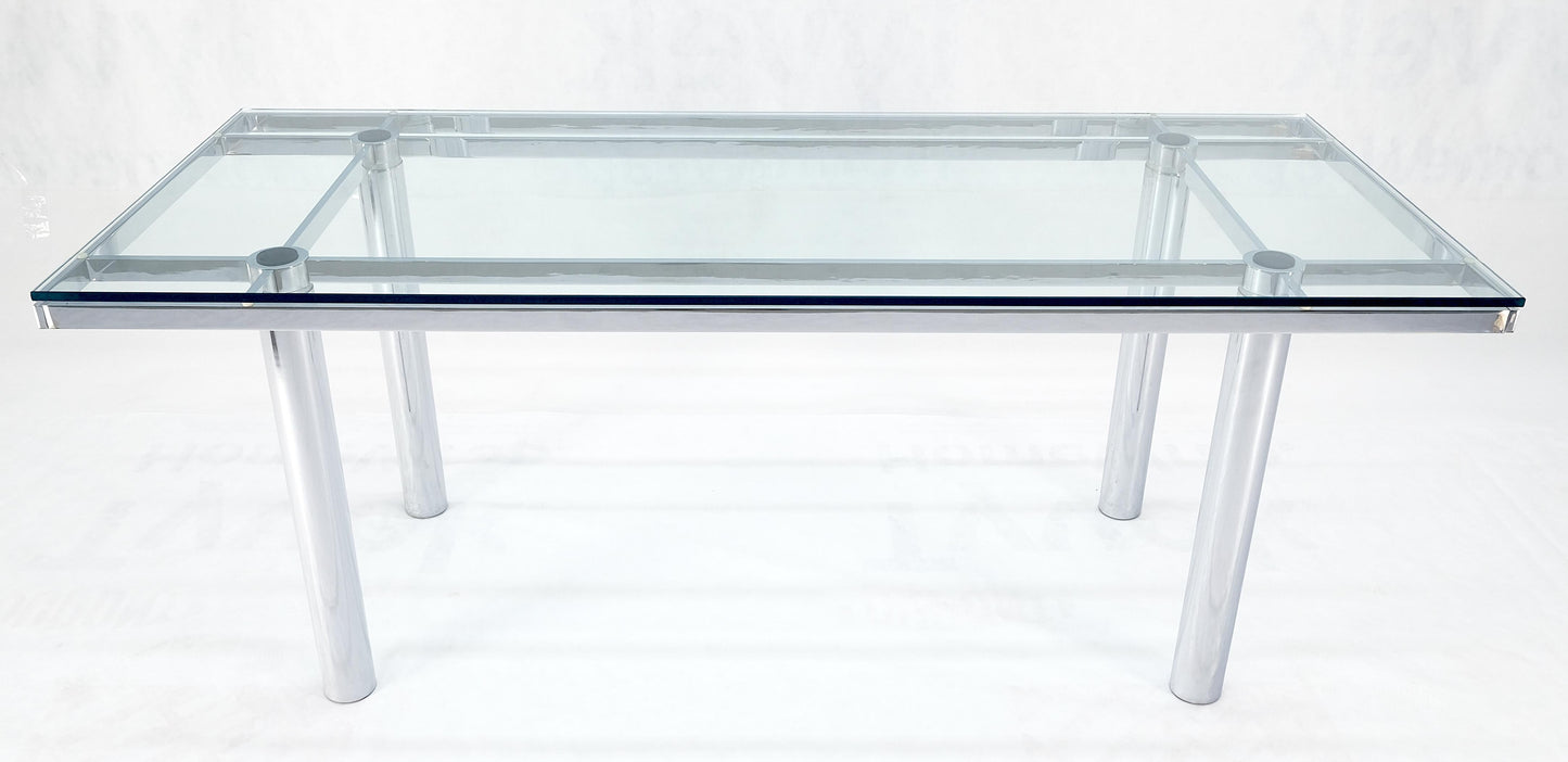 EstablishedLines Tobia Scarpa Chrome Base Rectangle Glass Top 4 Cylinder legs Dining Table Mint!