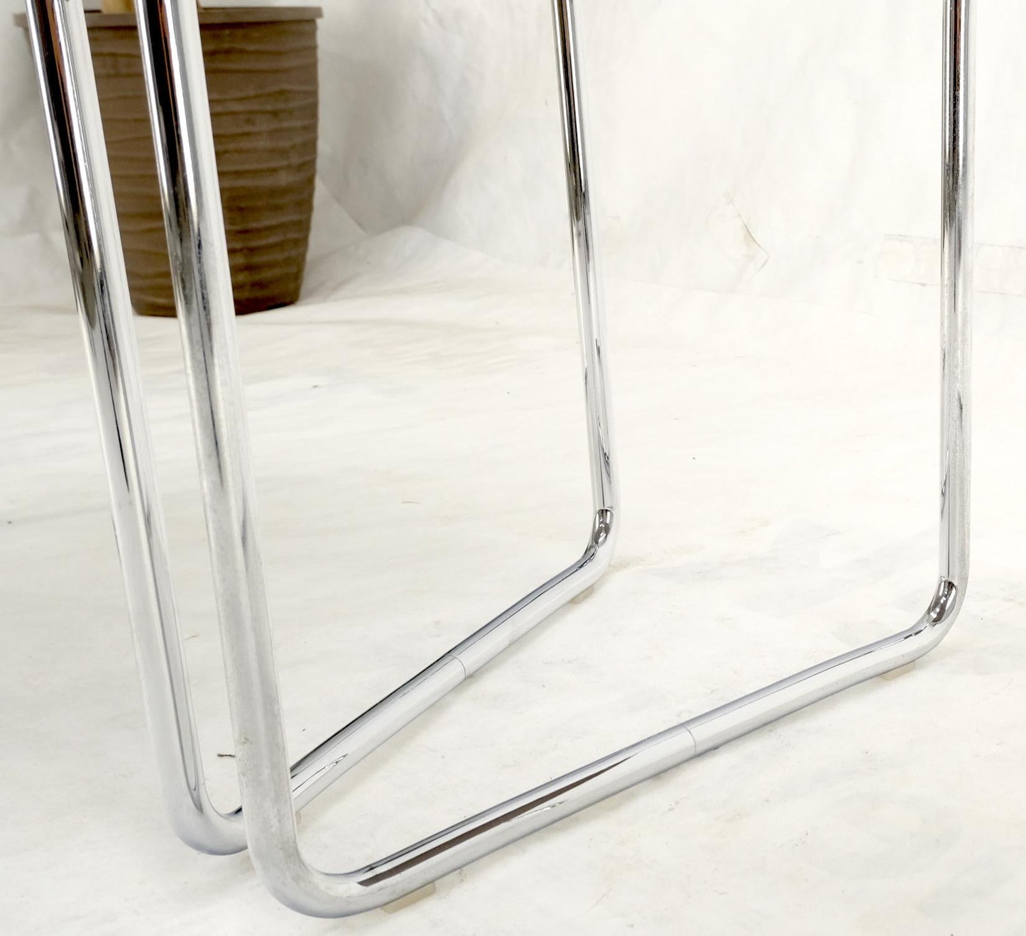 EstablishedLines Pair Marcel Breuer Laccio Side Tables Black Laminated Top Tubular Chromed Base