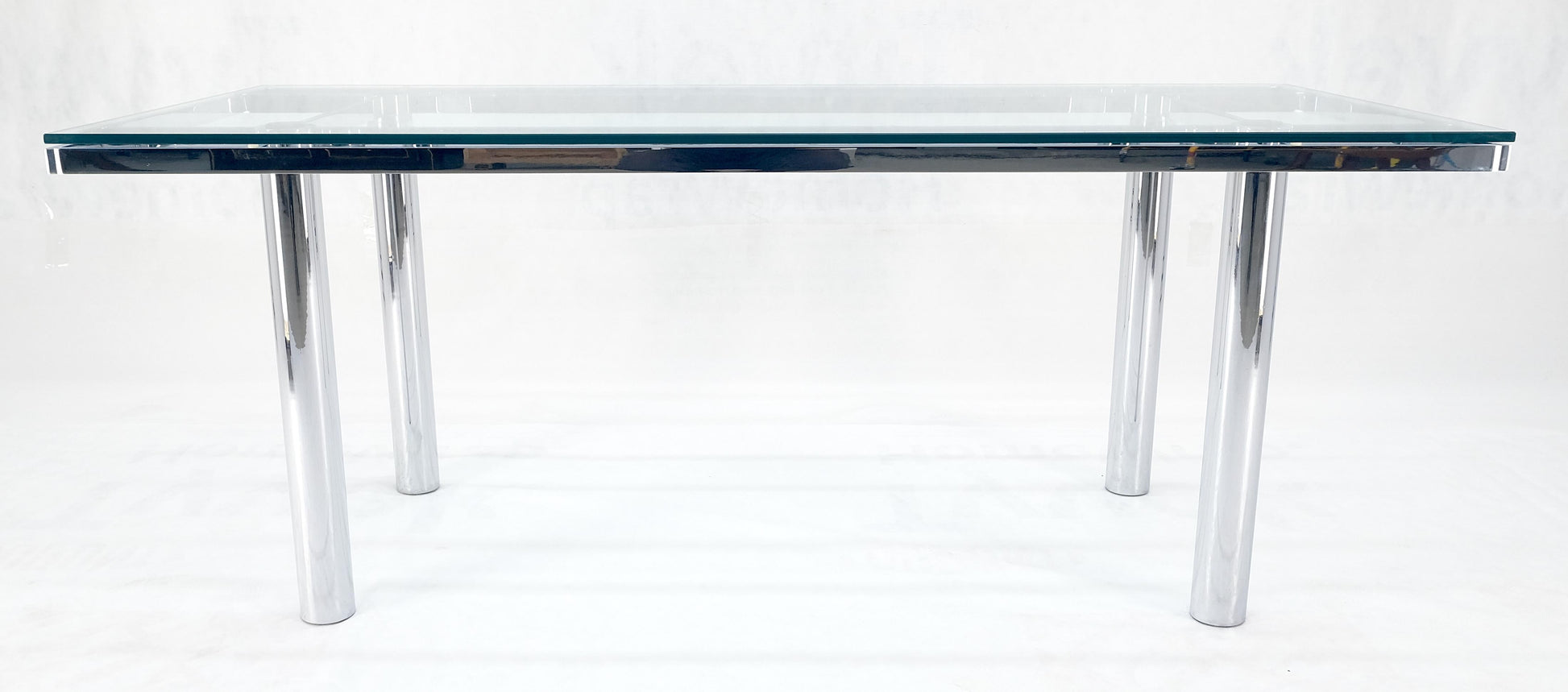 EstablishedLines Tobia Scarpa Chrome Base Rectangle Glass Top 4 Cylinder legs Dining Table Mint!