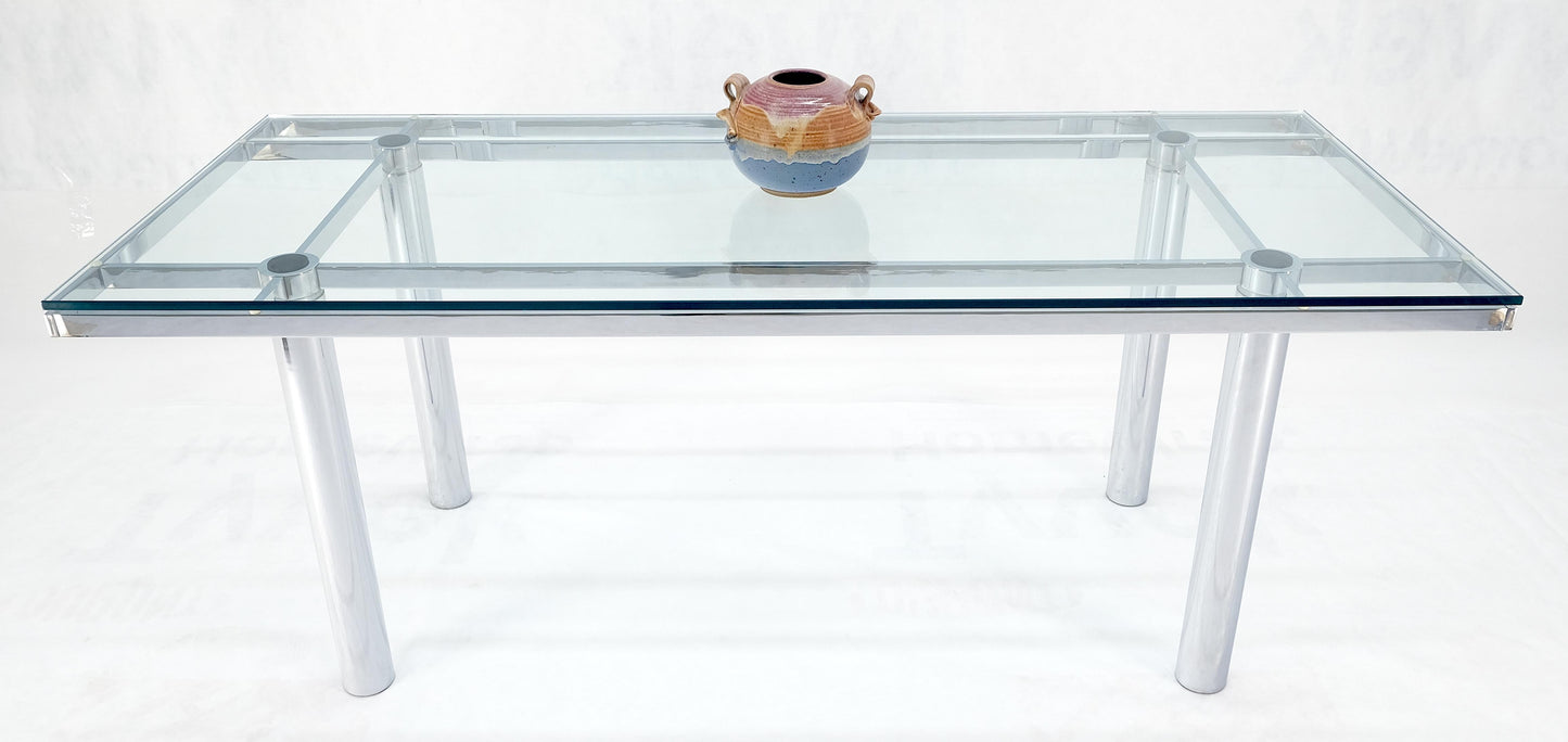 EstablishedLines Tobia Scarpa Chrome Base Rectangle Glass Top 4 Cylinder legs Dining Table Mint!
