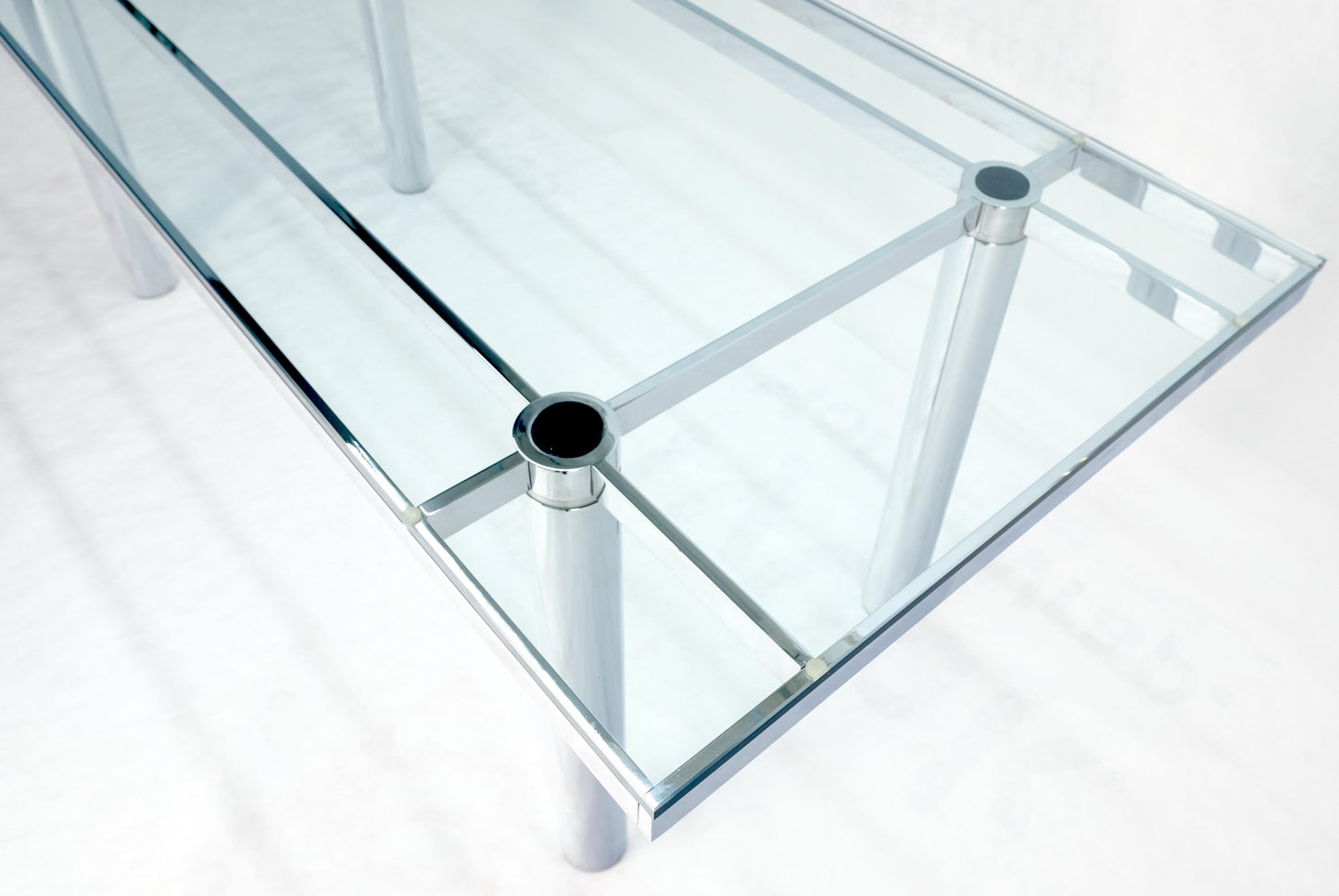 EstablishedLines Tobia Scarpa Chrome Base Rectangle Glass Top 4 Cylinder legs Dining Table Mint!