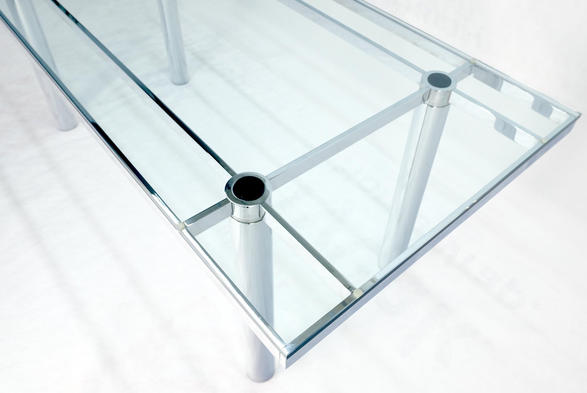 EstablishedLines Tobia Scarpa Chrome Base Rectangle Glass Top 4 Cylinder legs Dining Table Mint!