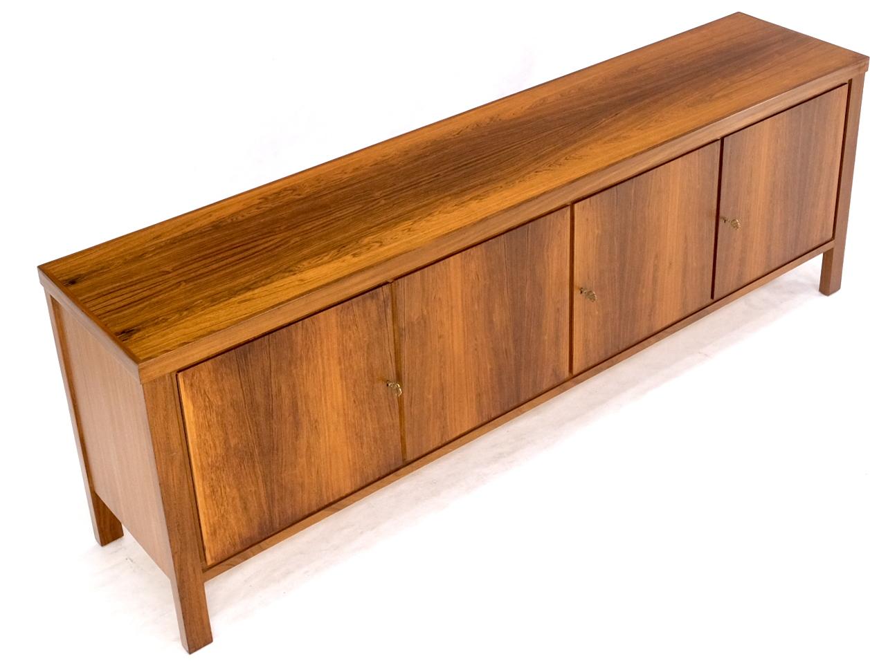 EstablishedLines Long Rosewood Danish Mid-Century Modern 4 Doors Drawers Credenza Finished Back