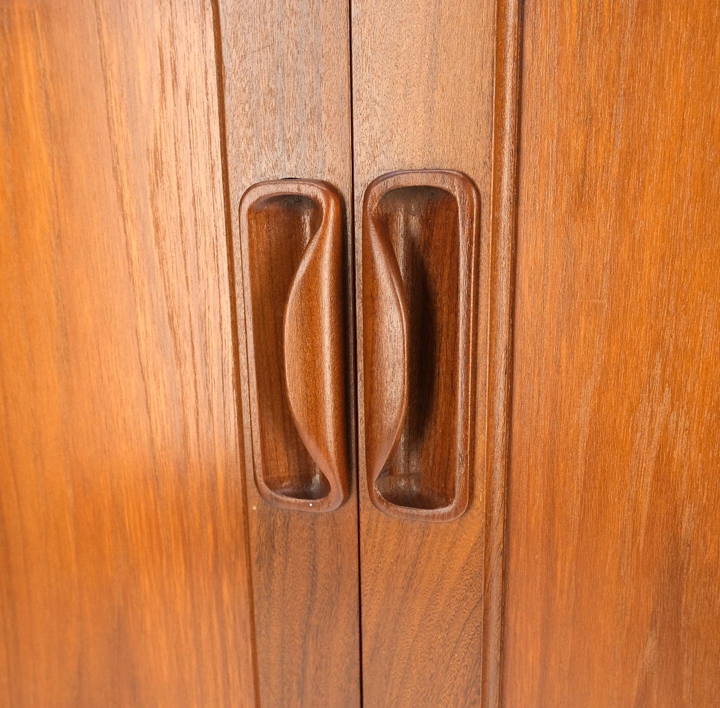 EstablishedLines Danish Mid Century Modern Double Two Door Compartment 4 Drawers Teak Credenza