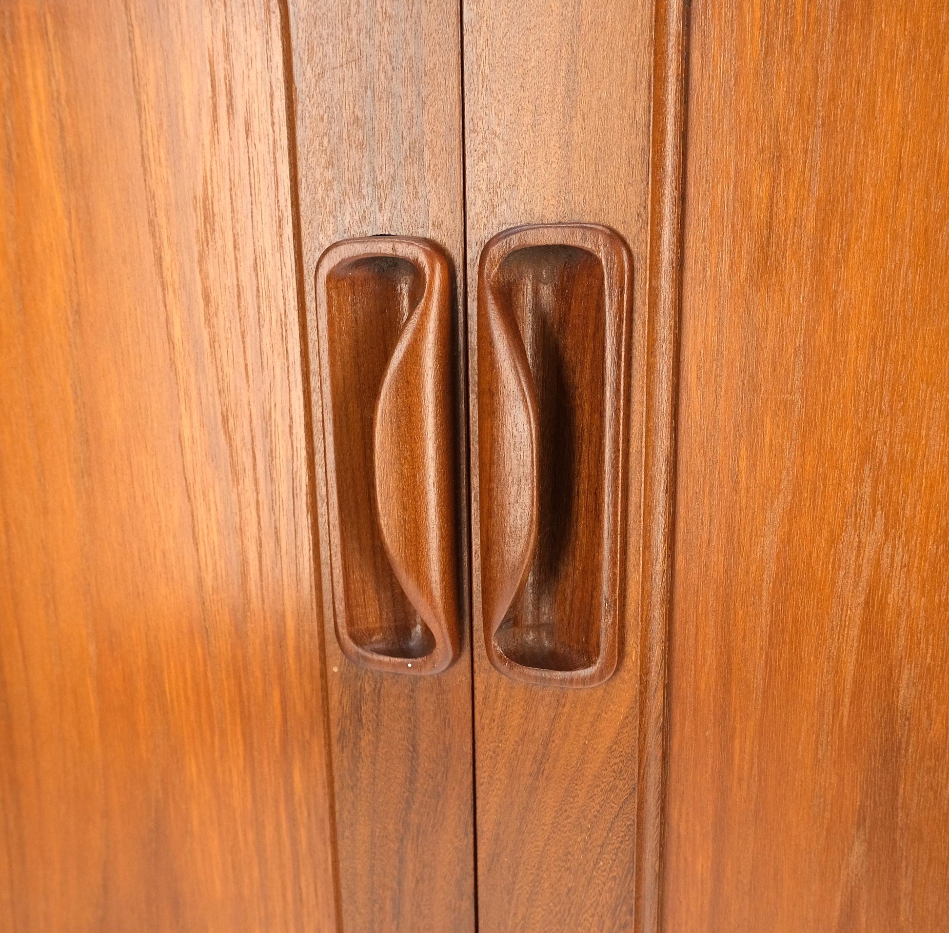 EstablishedLines Danish Mid Century Modern Double Two Door Compartment 4 Drawers Teak Credenza