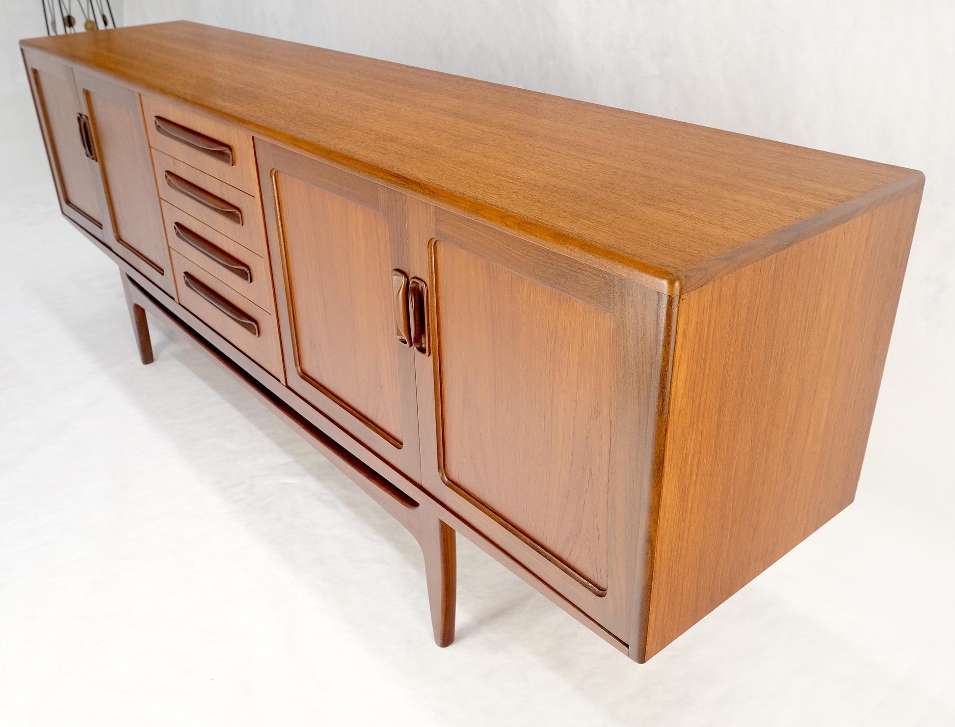 EstablishedLines Danish Mid Century Modern Double Two Door Compartment 4 Drawers Teak Credenza