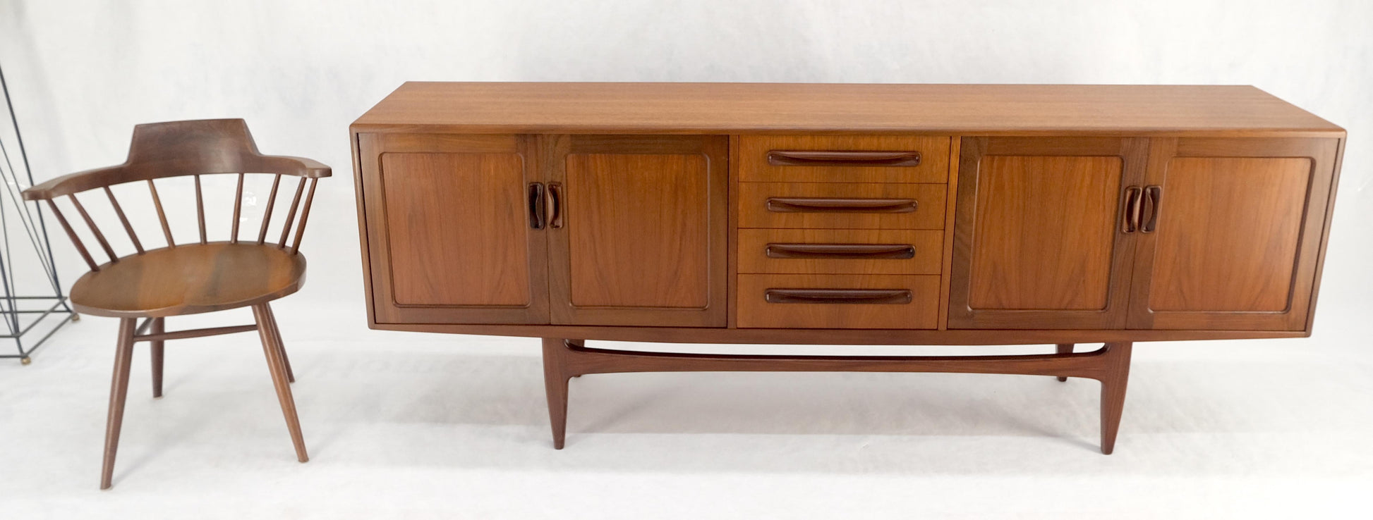 EstablishedLines Danish Mid Century Modern Double Two Door Compartment 4 Drawers Teak Credenza