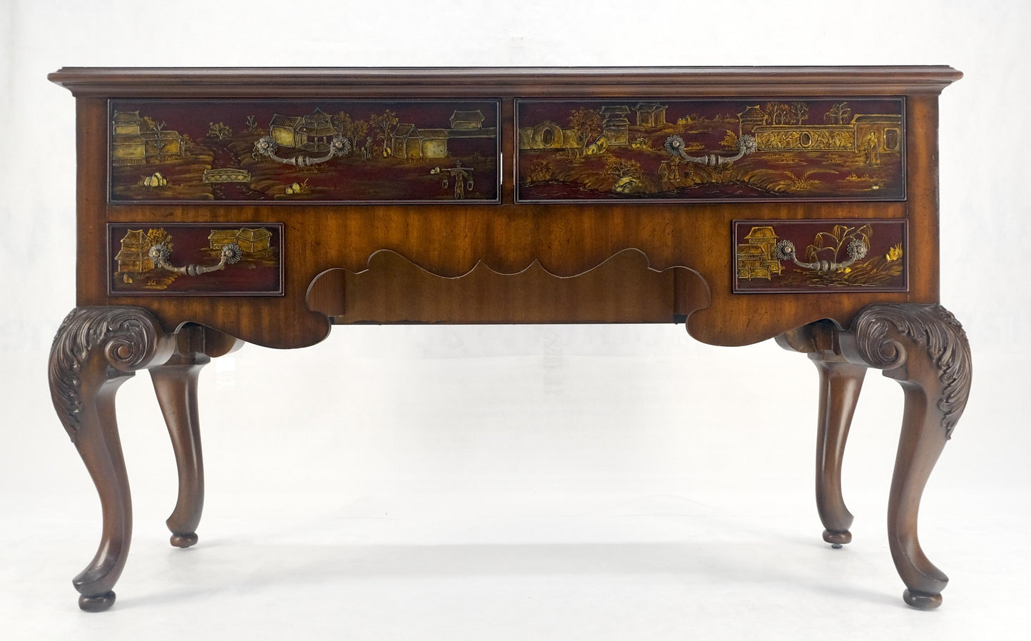 EstablishedLines Maitland Smith Fine Carved Two Drawers Carved Chinoiserie Console Sideboard MINT