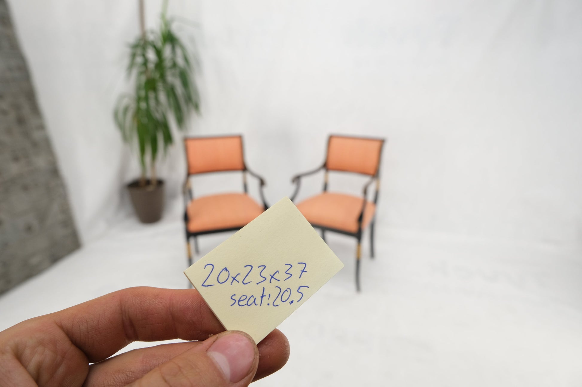 EstablishedLines Pair Regency Ebonized Gilt Craved Fireside Dining Arm Chairs Horn Shape Leg