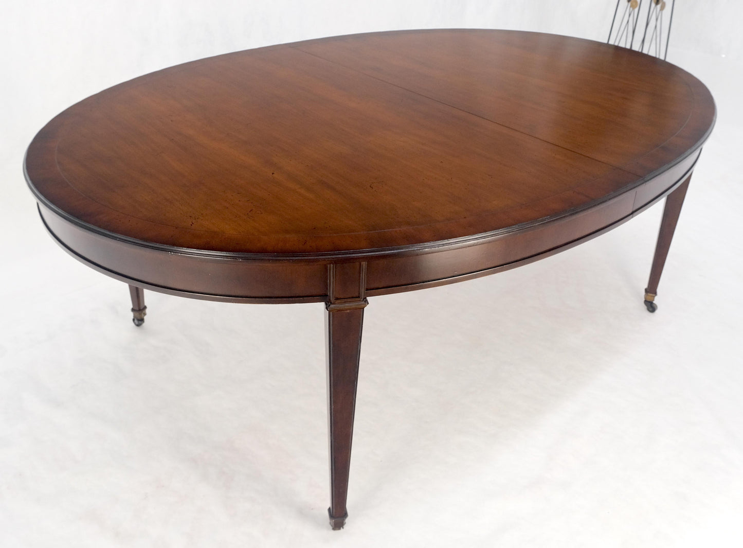 EstablishedLines Baker Large Oval 2 Extension Boards Dark Walnut Banded Dining Table MINT