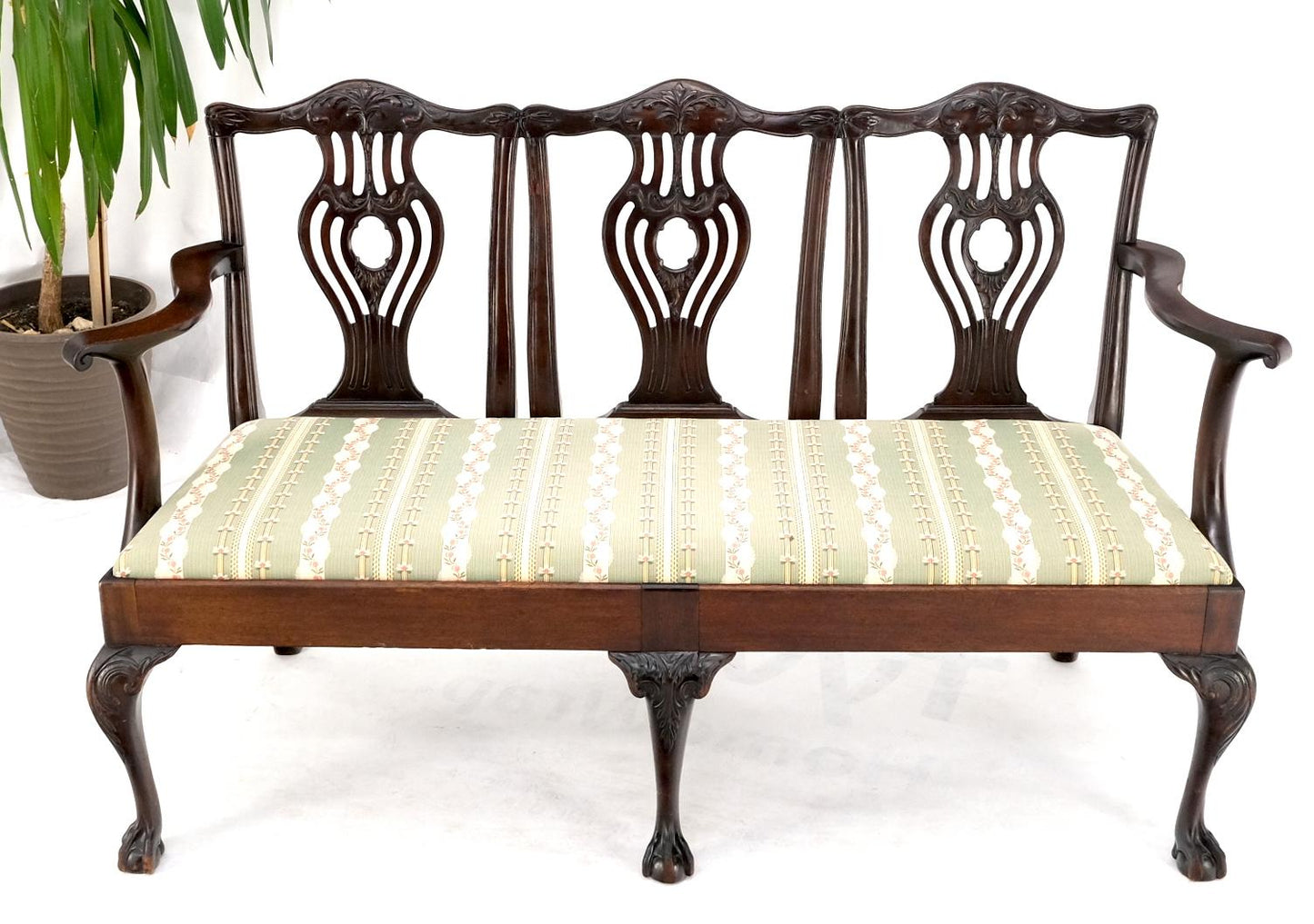 EstablishedLines 19th Century Triple Ball & Claw Armchair Style Settee Bench Sofa Chippendale