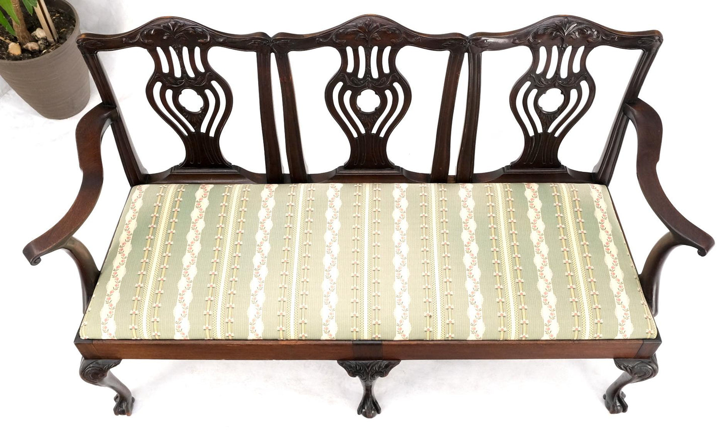 EstablishedLines 19th Century Triple Ball & Claw Armchair Style Settee Bench Sofa Chippendale