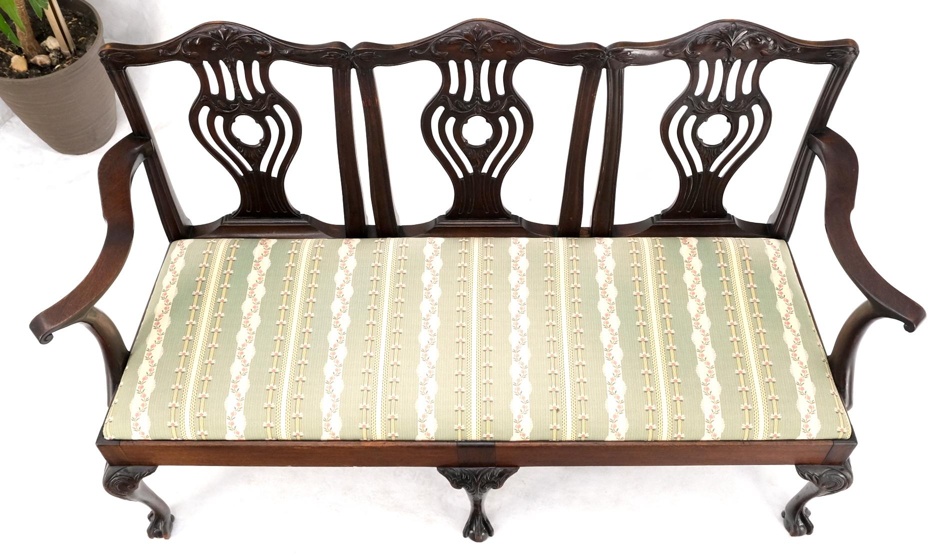 EstablishedLines 19th Century Triple Ball & Claw Armchair Style Settee Bench Sofa Chippendale