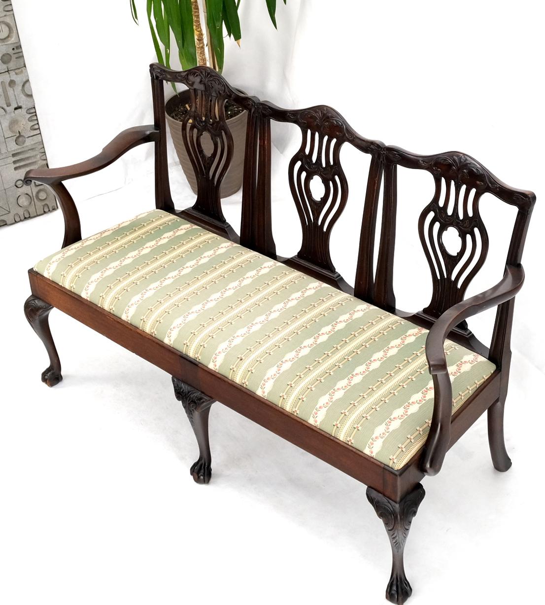 EstablishedLines 19th Century Triple Ball & Claw Armchair Style Settee Bench Sofa Chippendale