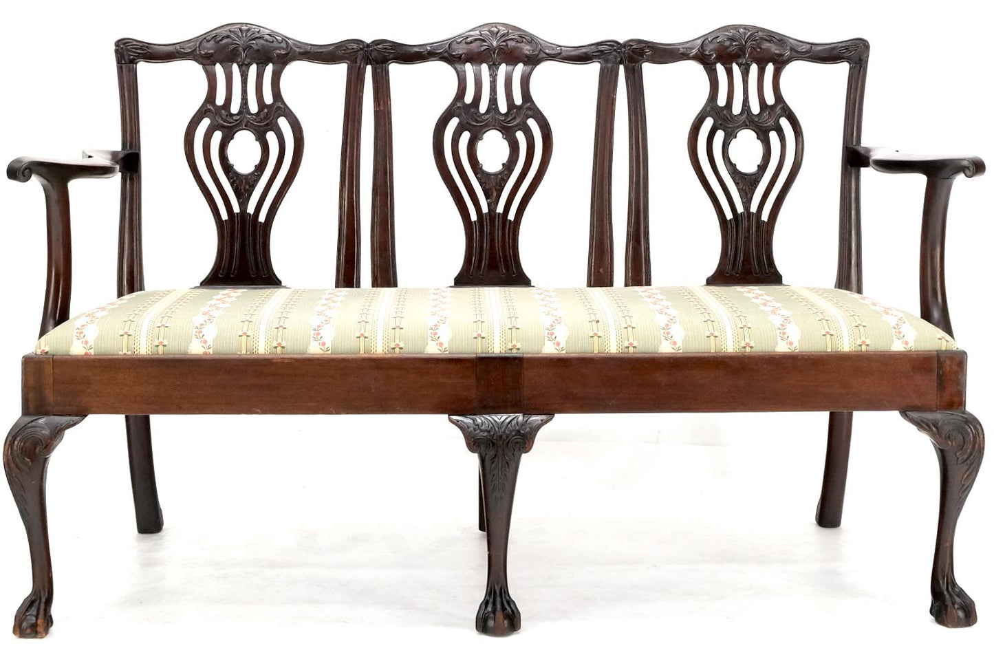 EstablishedLines 19th Century Triple Ball & Claw Armchair Style Settee Bench Sofa Chippendale