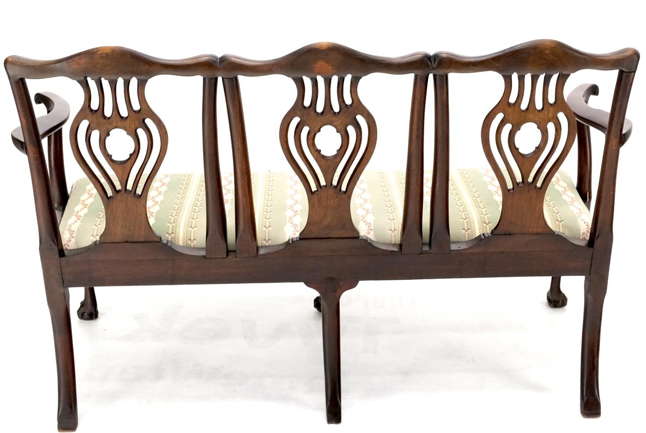 EstablishedLines 19th Century Triple Ball & Claw Armchair Style Settee Bench Sofa Chippendale