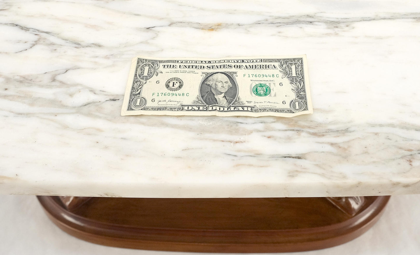 EstablishedLines Carved Regency Style Walnut Base Oval Marble Top Coffee c1960s MINT!