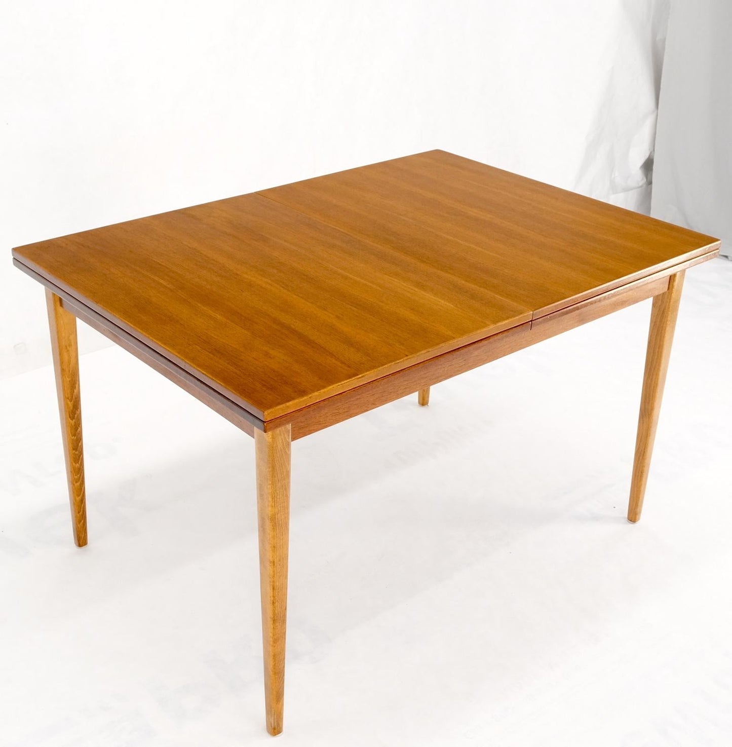 EstablishedLines Rectangle Teak Danish Mid Century Modern Dining Table Flip Top Sweden Made MINT