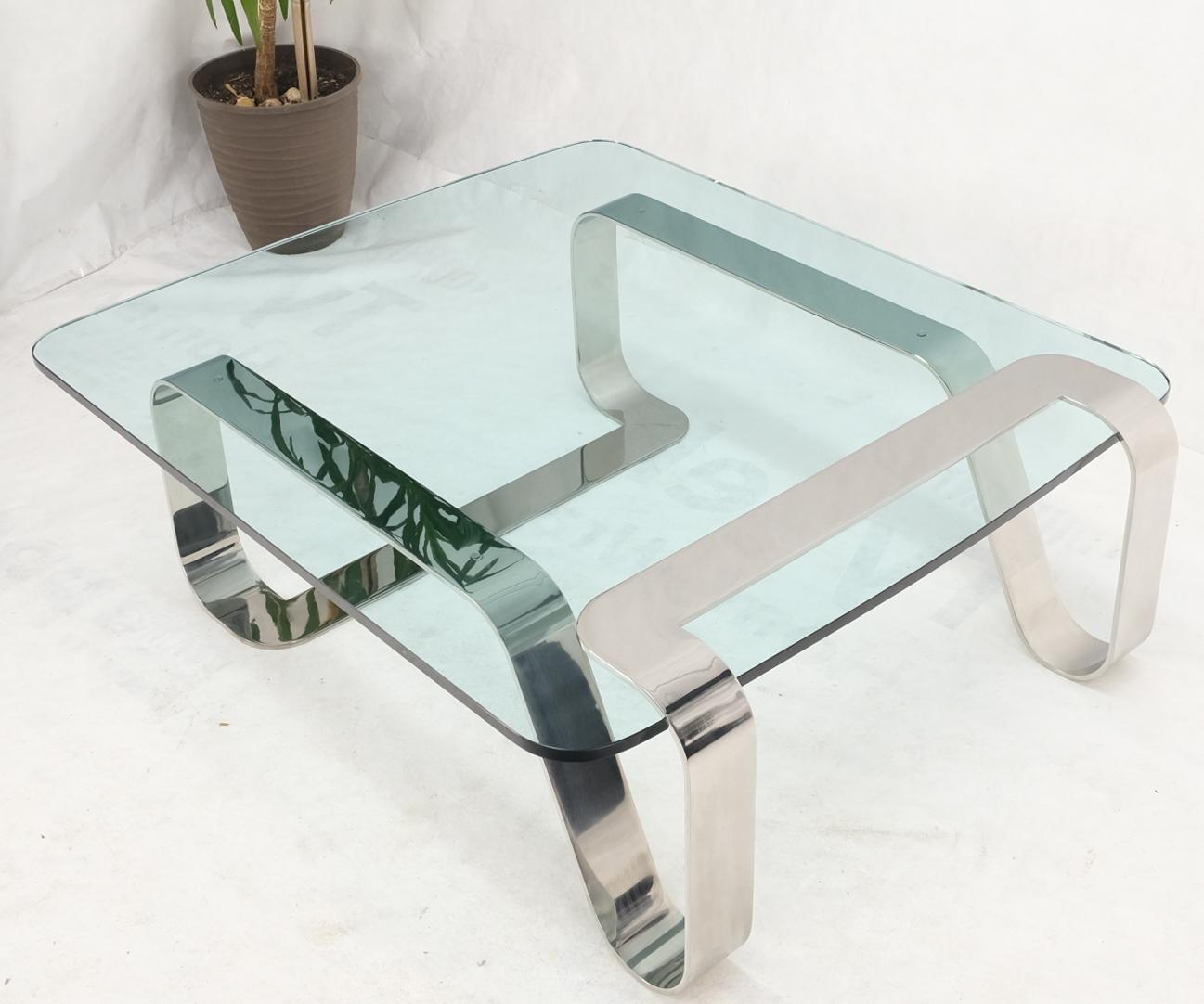 EstablishedLines Bent Polished Stainless Glass Top Gary Gutterman "Odyssey" Coffee Table