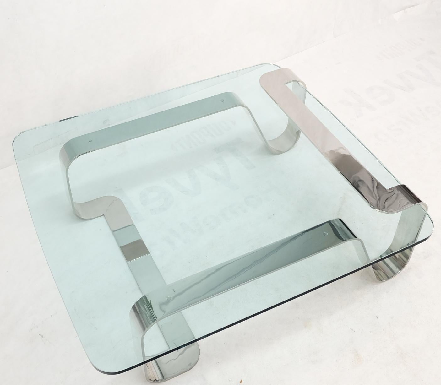EstablishedLines Bent Polished Stainless Glass Top Gary Gutterman "Odyssey" Coffee Table