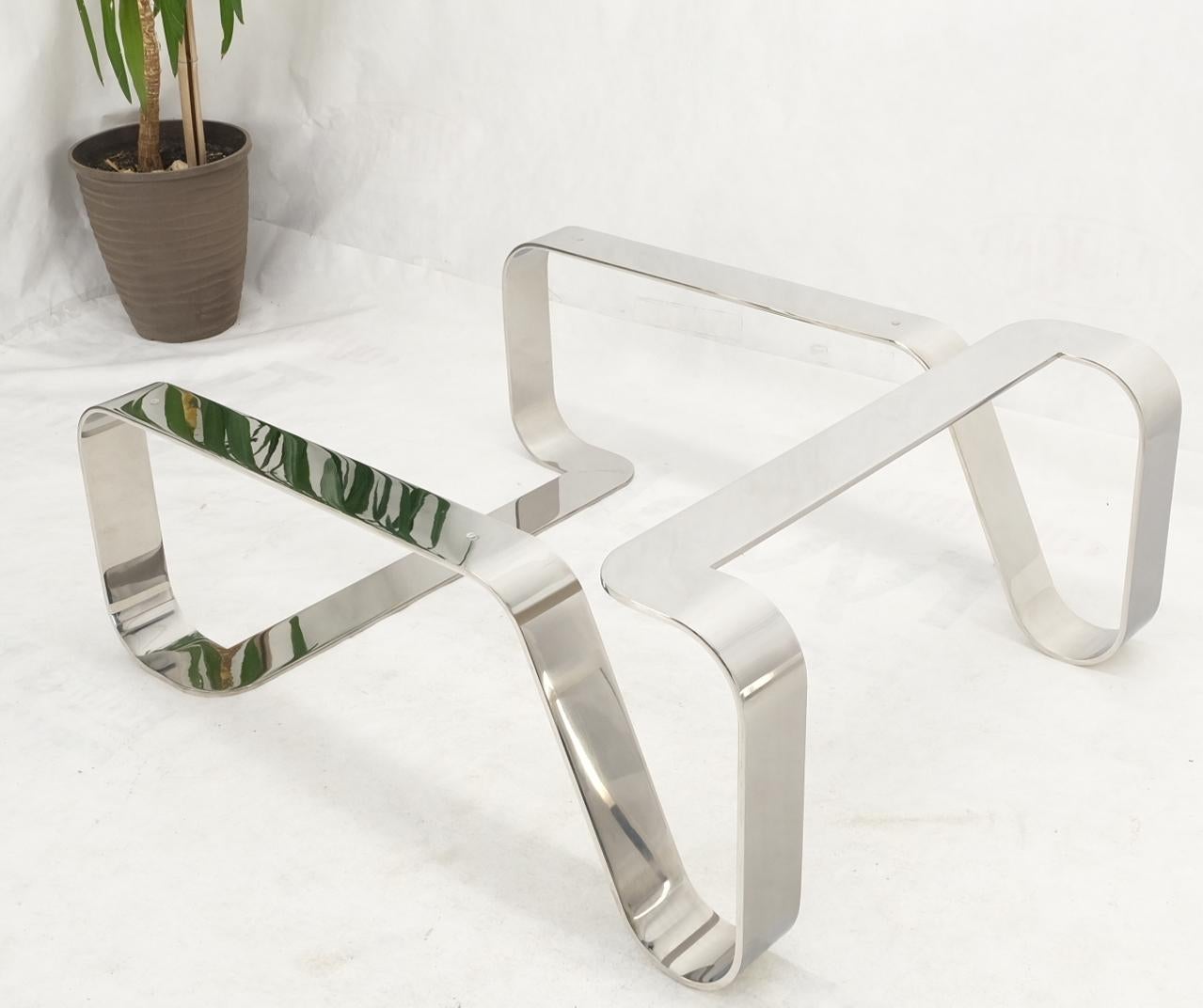 EstablishedLines Bent Polished Stainless Glass Top Gary Gutterman "Odyssey" Coffee Table