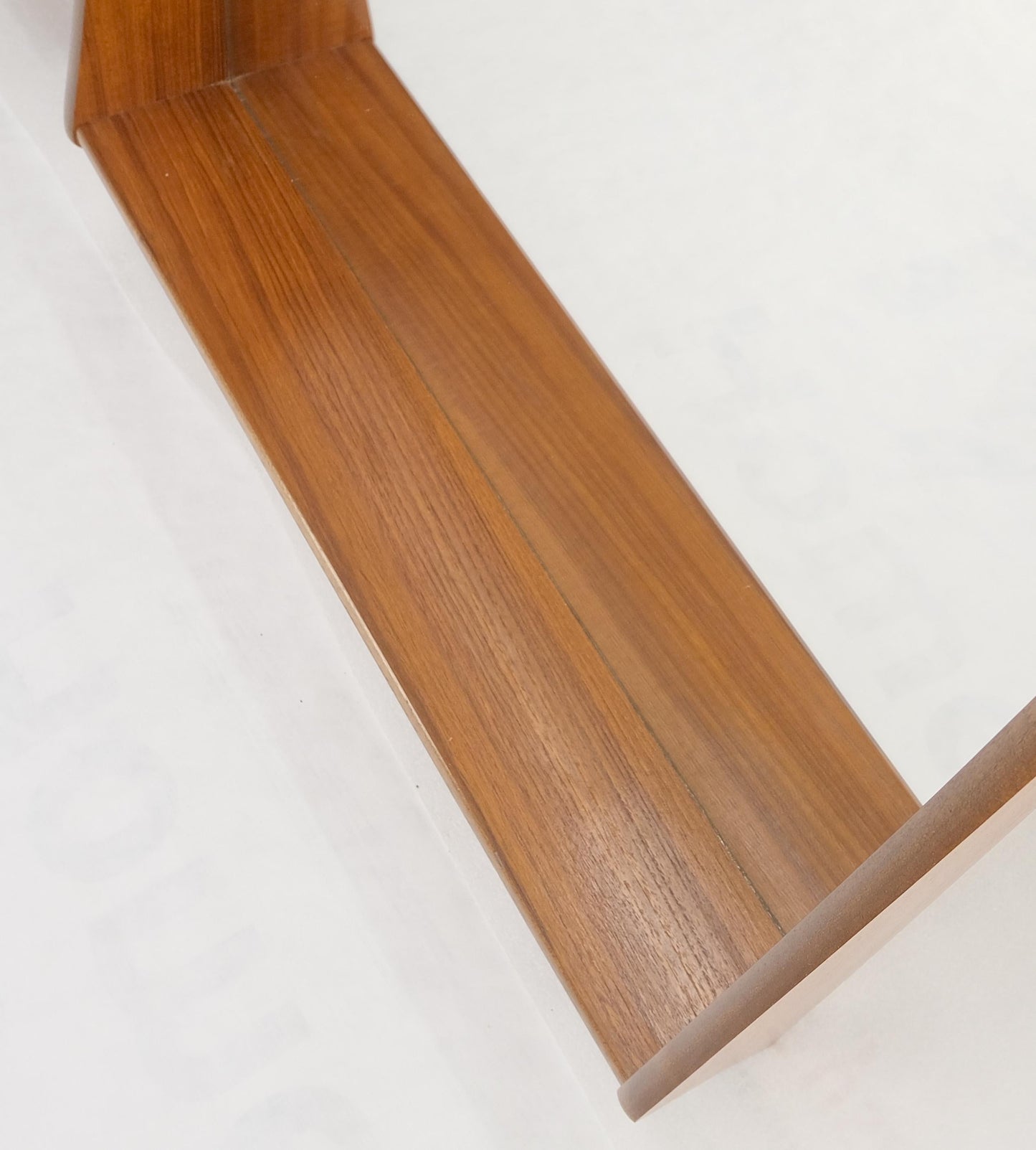 EstablishedLines Pair of Teak Danish Mid Century Modern Shelf Shape Frame Wall Mirrors MINT!
