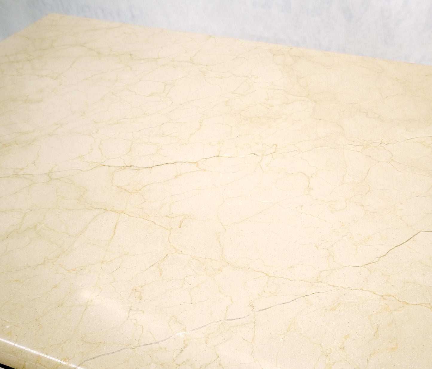 EstablishedLines Rounded Edge Marble Top Single Brass Pedestal Base Dining Conference Table Mint!