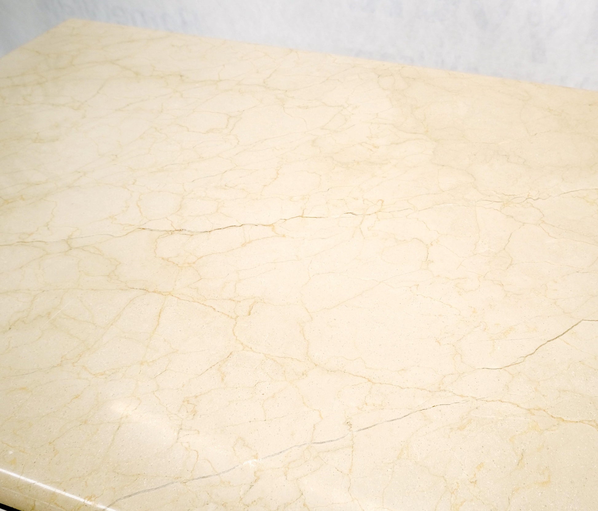 EstablishedLines Rounded Edge Marble Top Single Brass Pedestal Base Dining Conference Table Mint!