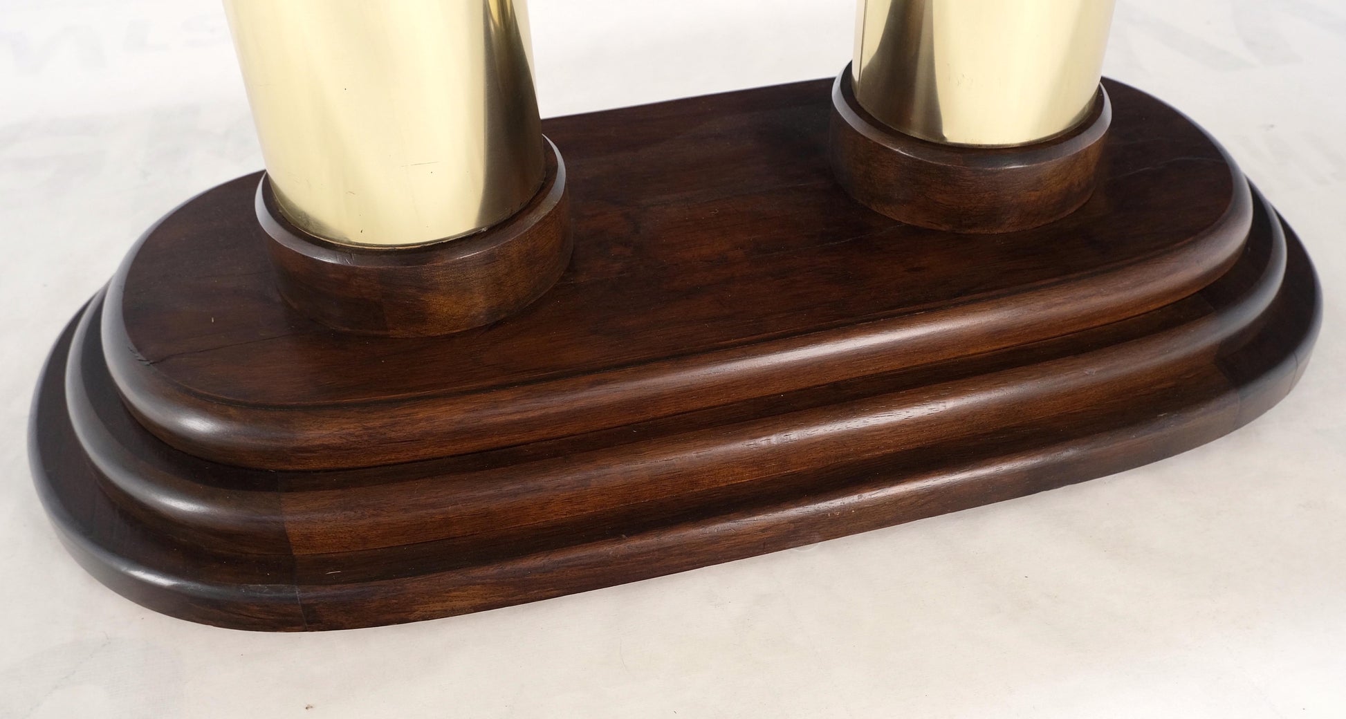 EstablishedLines Rounded Edge Marble Top Single Brass Pedestal Base Dining Conference Table Mint!