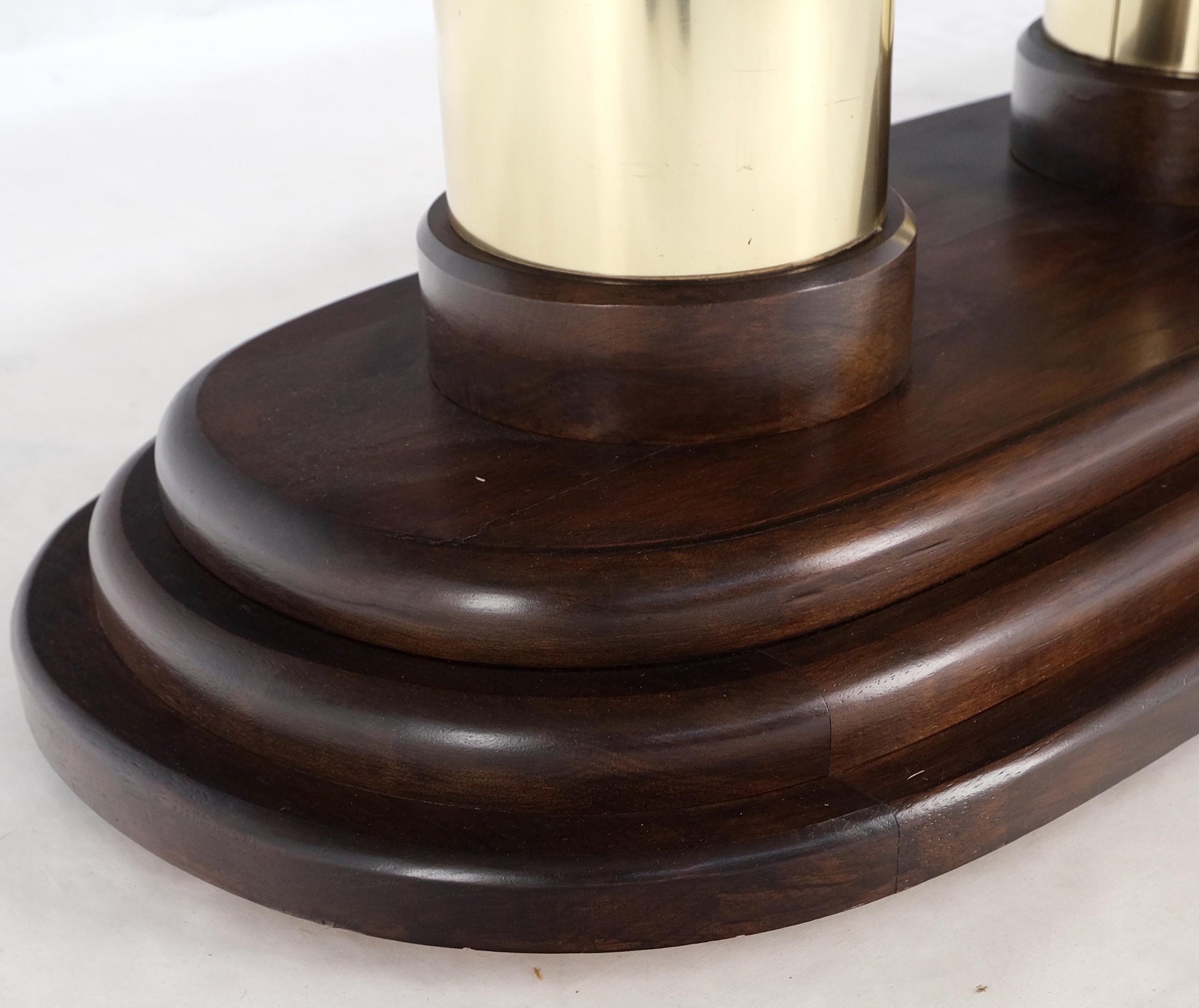 EstablishedLines Rounded Edge Marble Top Single Brass Pedestal Base Dining Conference Table Mint!