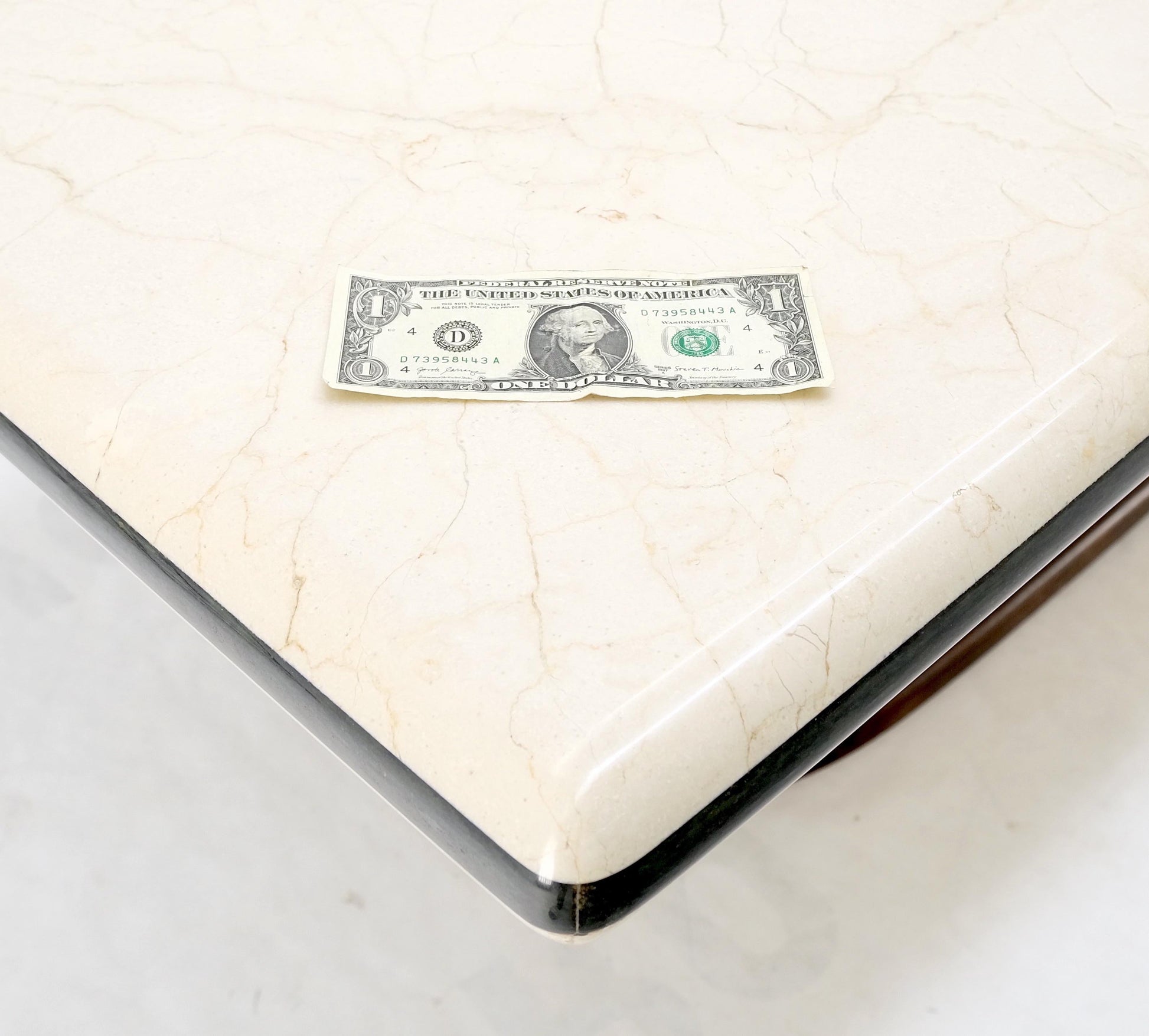 EstablishedLines Rounded Edge Marble Top Single Brass Pedestal Base Dining Conference Table Mint!