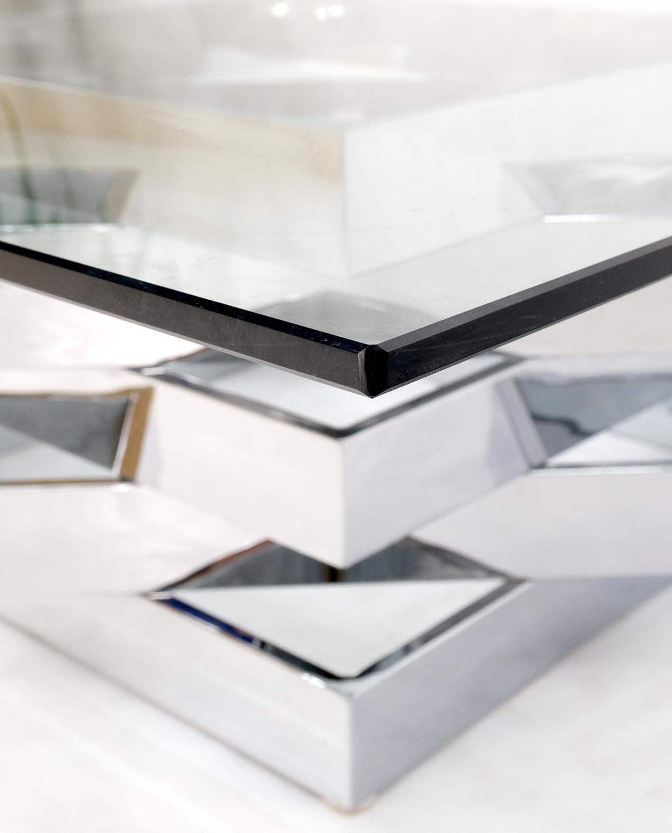 EstablishedLines Mid-Century Modern Bauhaus Stacked Chrome Frames Base Glass Top Square MINT!