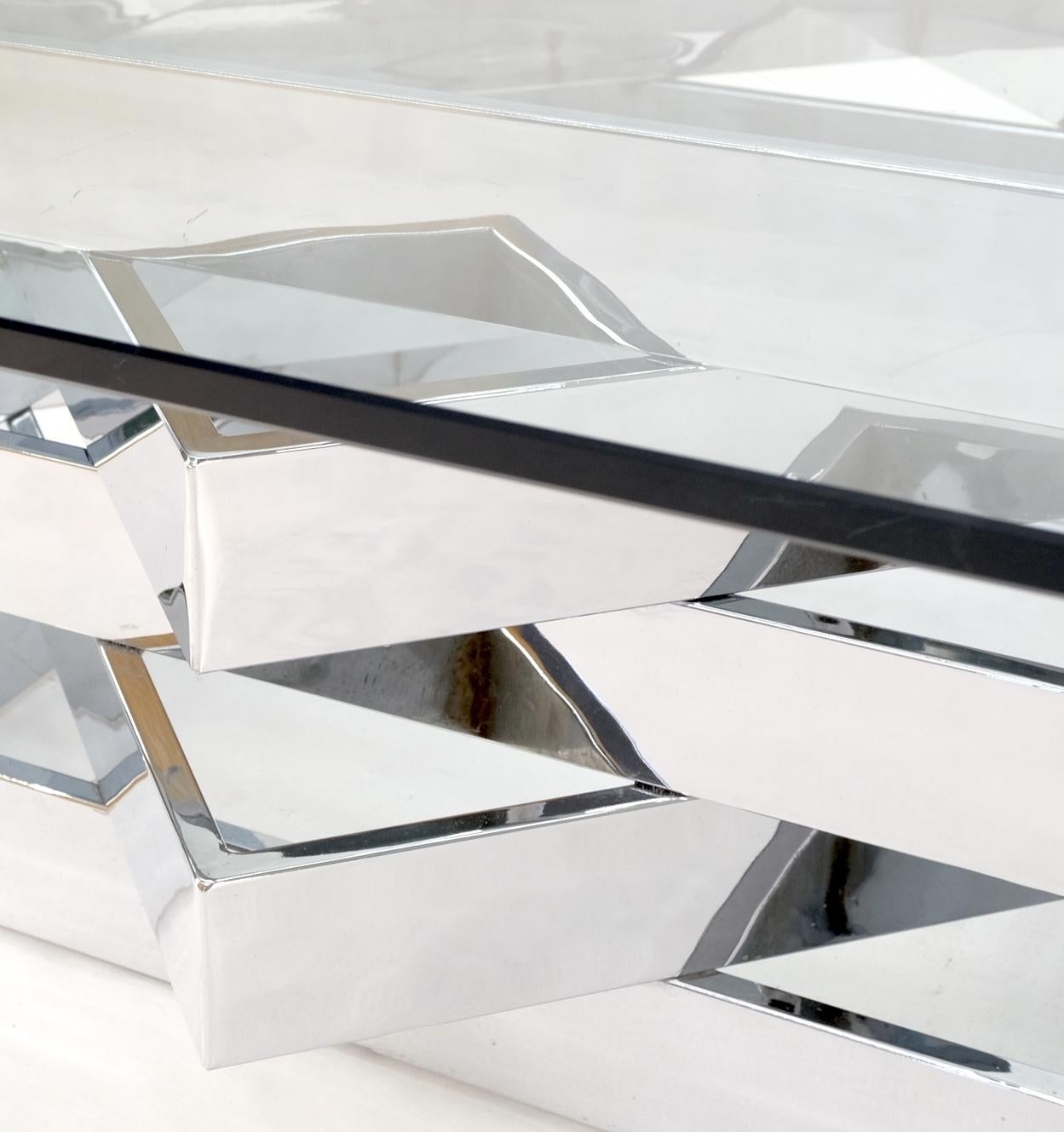 EstablishedLines Mid-Century Modern Bauhaus Stacked Chrome Frames Base Glass Top Square MINT!