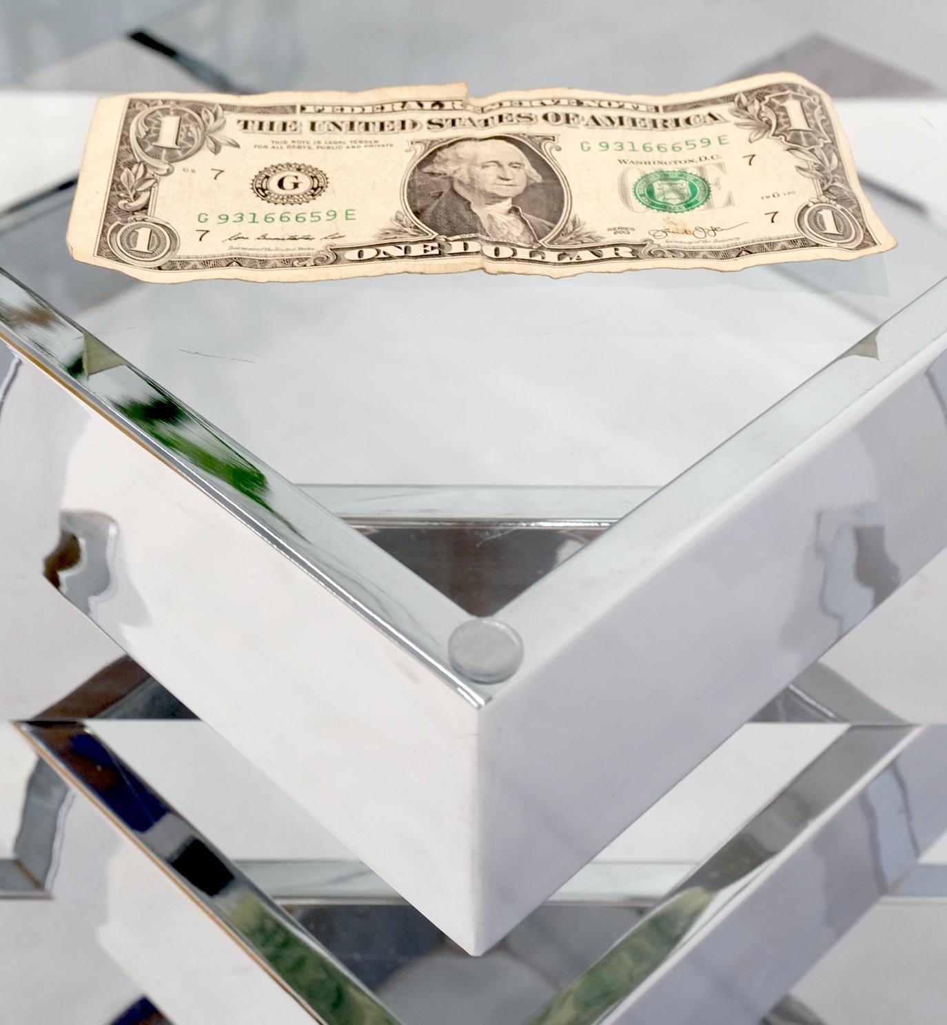 EstablishedLines Mid-Century Modern Bauhaus Stacked Chrome Frames Base Glass Top Square MINT!