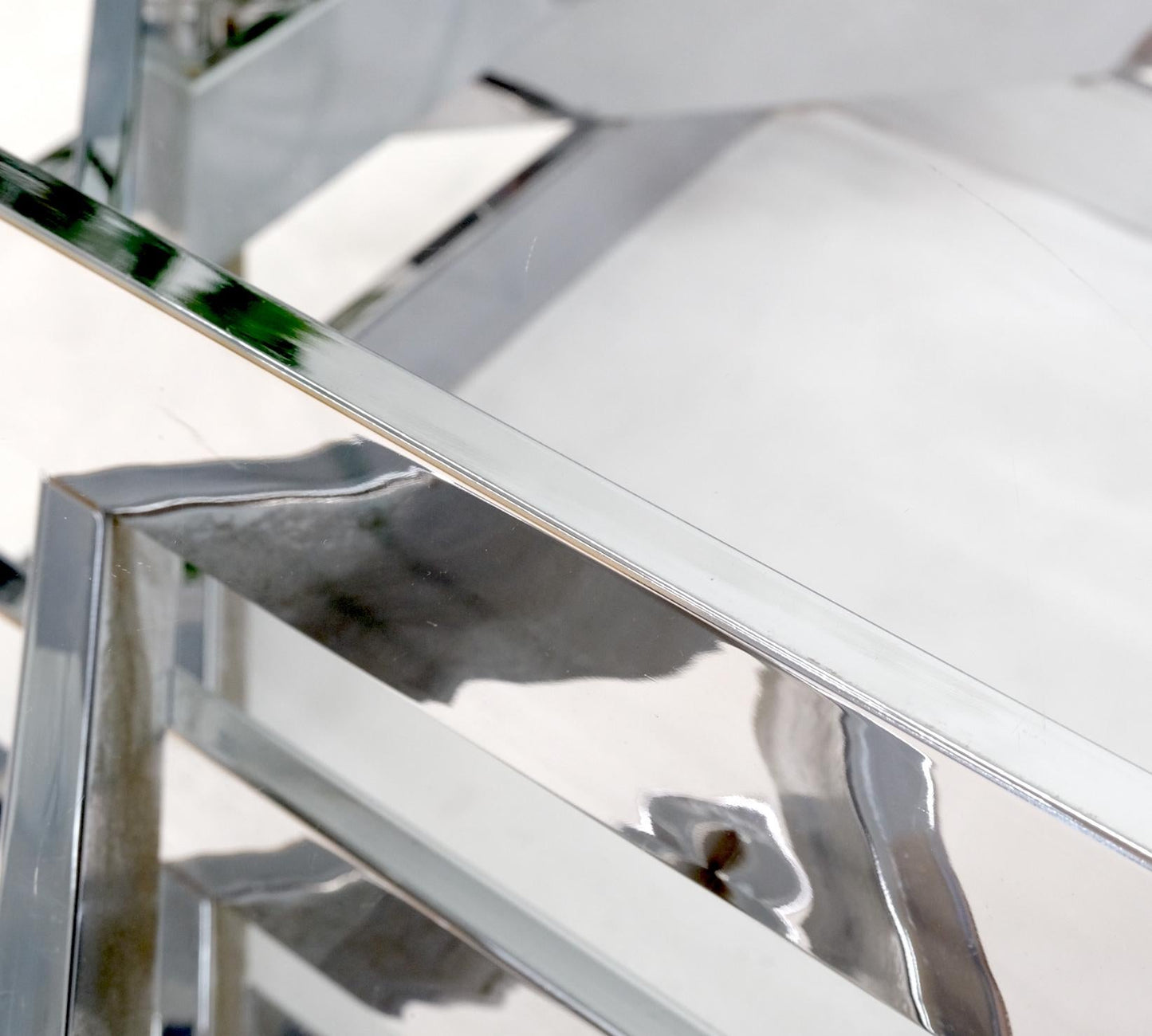 EstablishedLines Mid-Century Modern Bauhaus Stacked Chrome Frames Base Glass Top Square MINT!