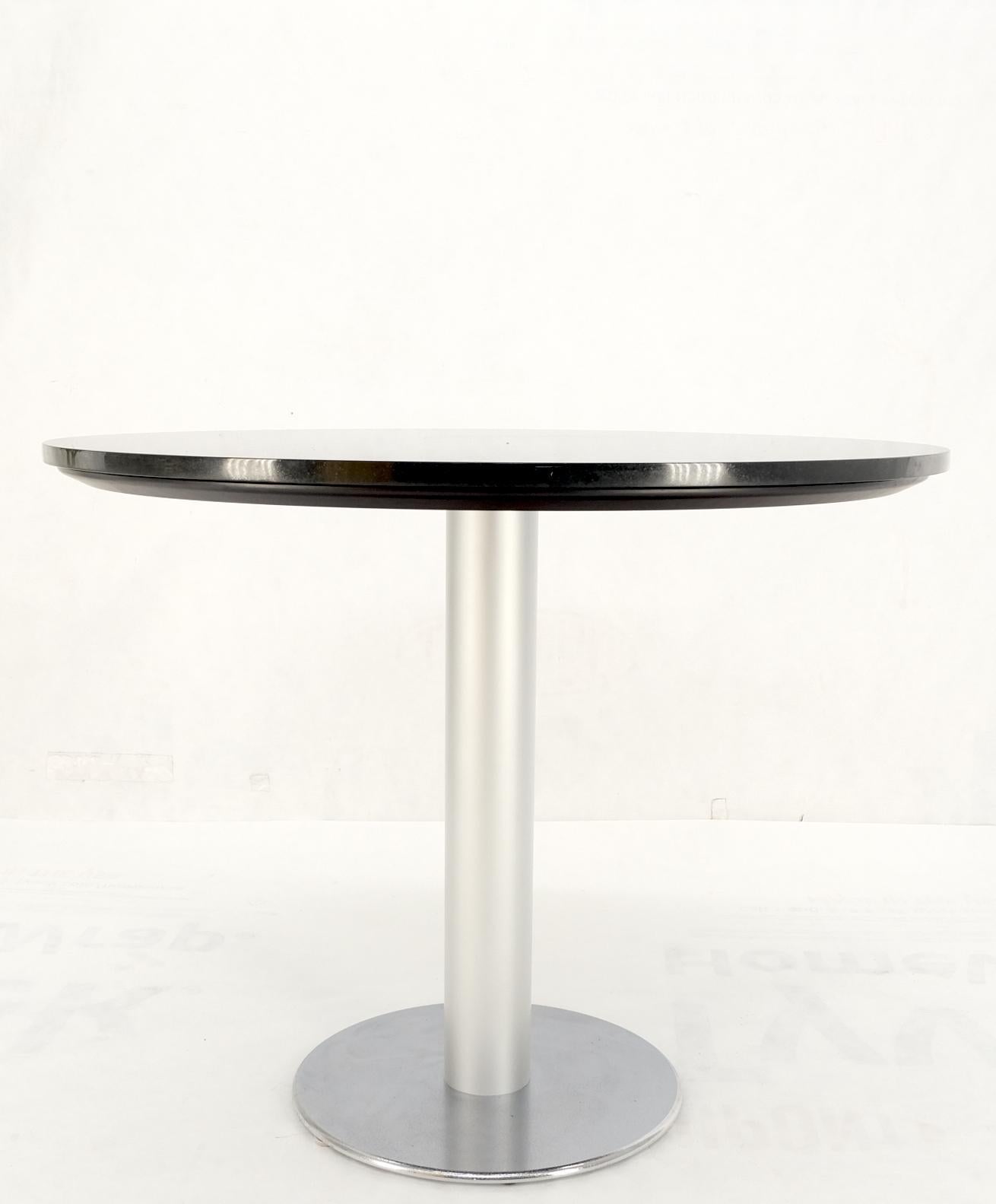 EstablishedLines Black Granite Top Crome Pedestal Base Round Dining Table Mid Century Modern MINT