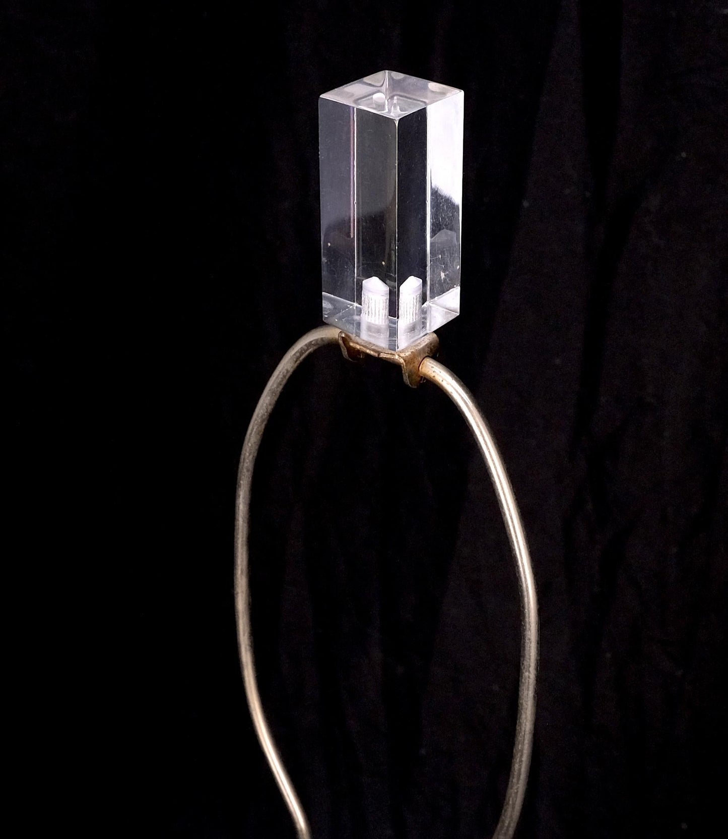 EstablishedLines Mid Century Modern c1970s Clear & Frosted Stacked Lucite Blocks Base Table Lamp