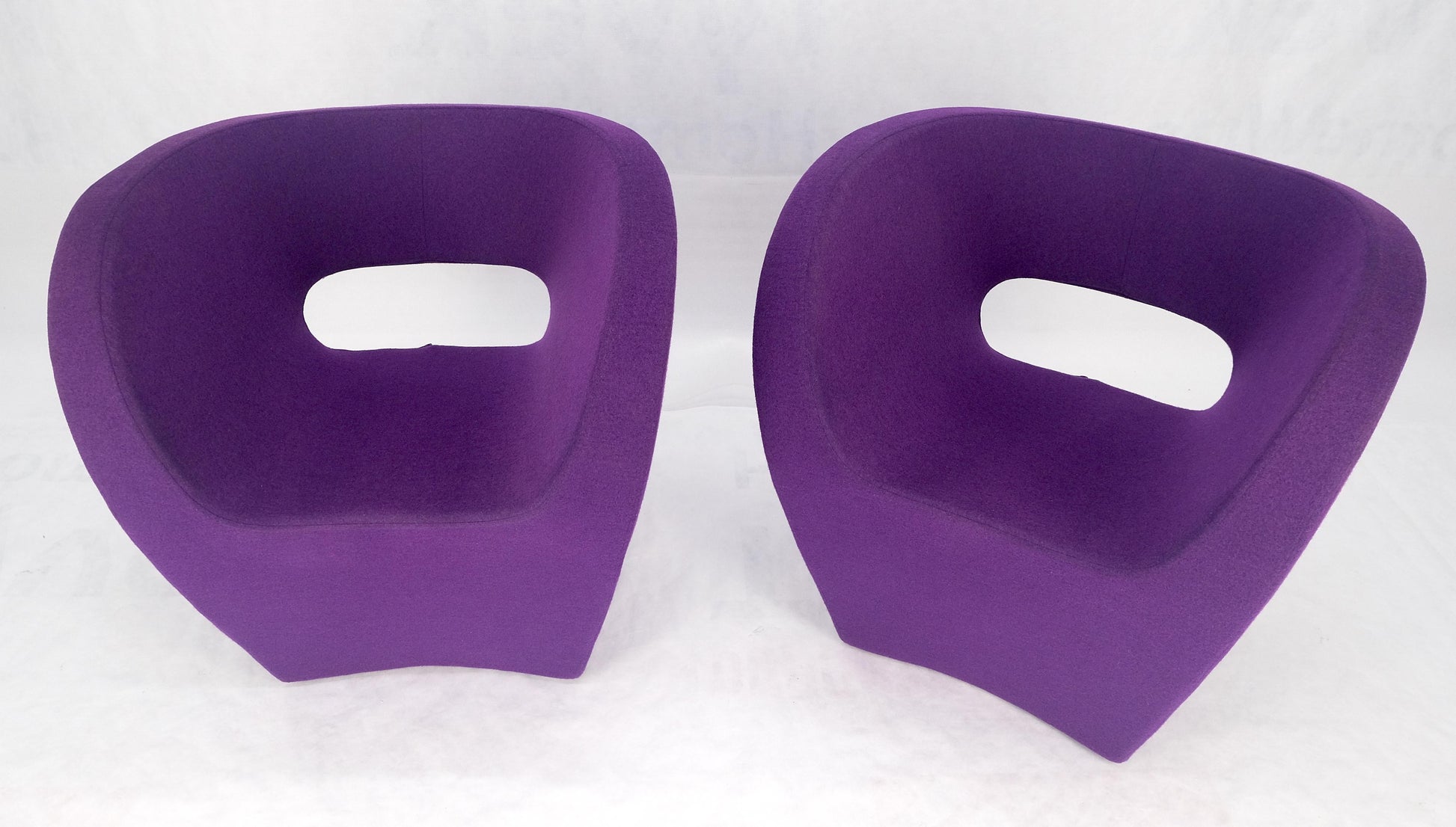 EstablishedLines Pair of Albert Armchair Chairs by Ron Arad Moroso Purple  Wool Upholstery MINT!