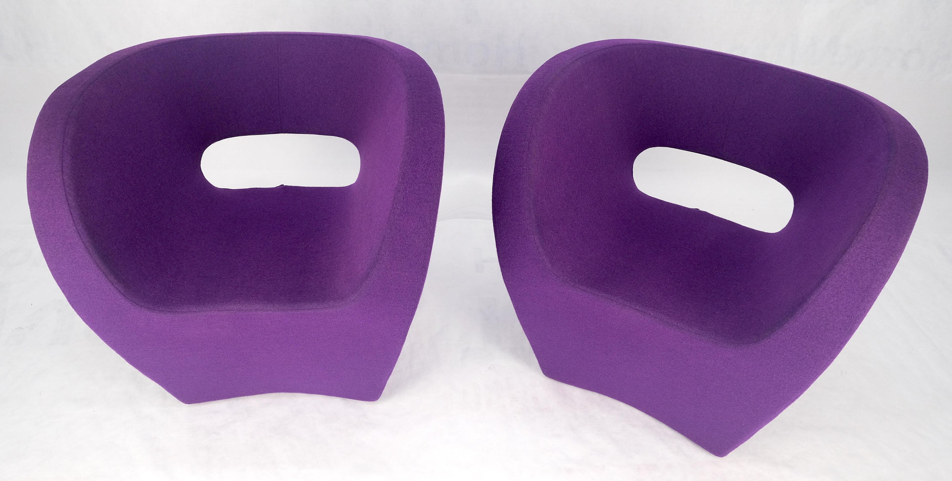EstablishedLines Pair of Albert Armchair Chairs by Ron Arad Moroso Purple  Wool Upholstery MINT!