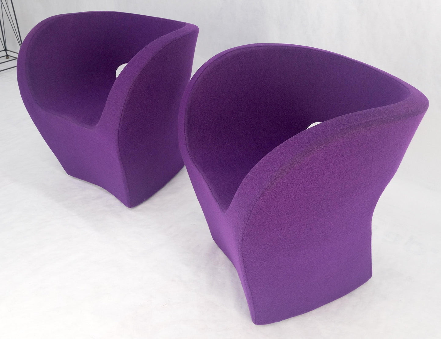 EstablishedLines Pair of Albert Armchair Chairs by Ron Arad Moroso Purple  Wool Upholstery MINT!
